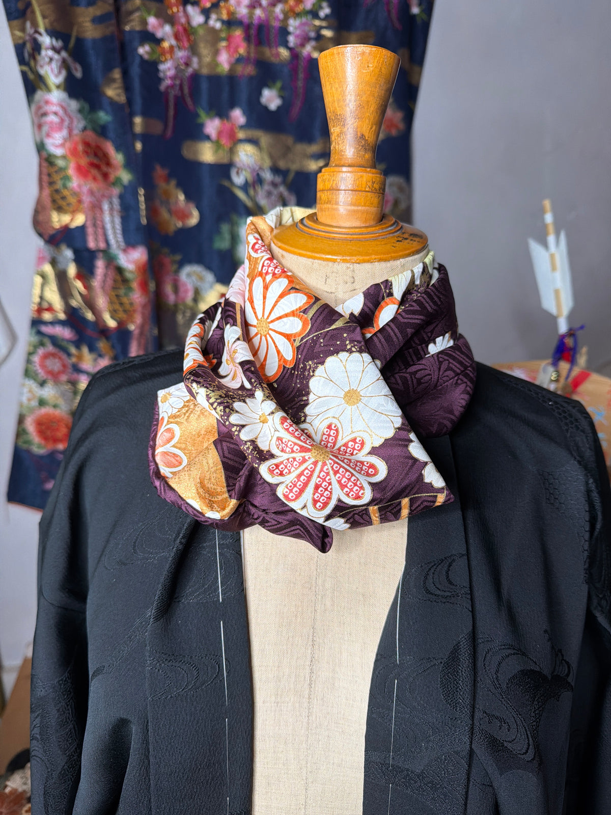 Tour de cou snood kimono japonais Furisode en soie Neuf