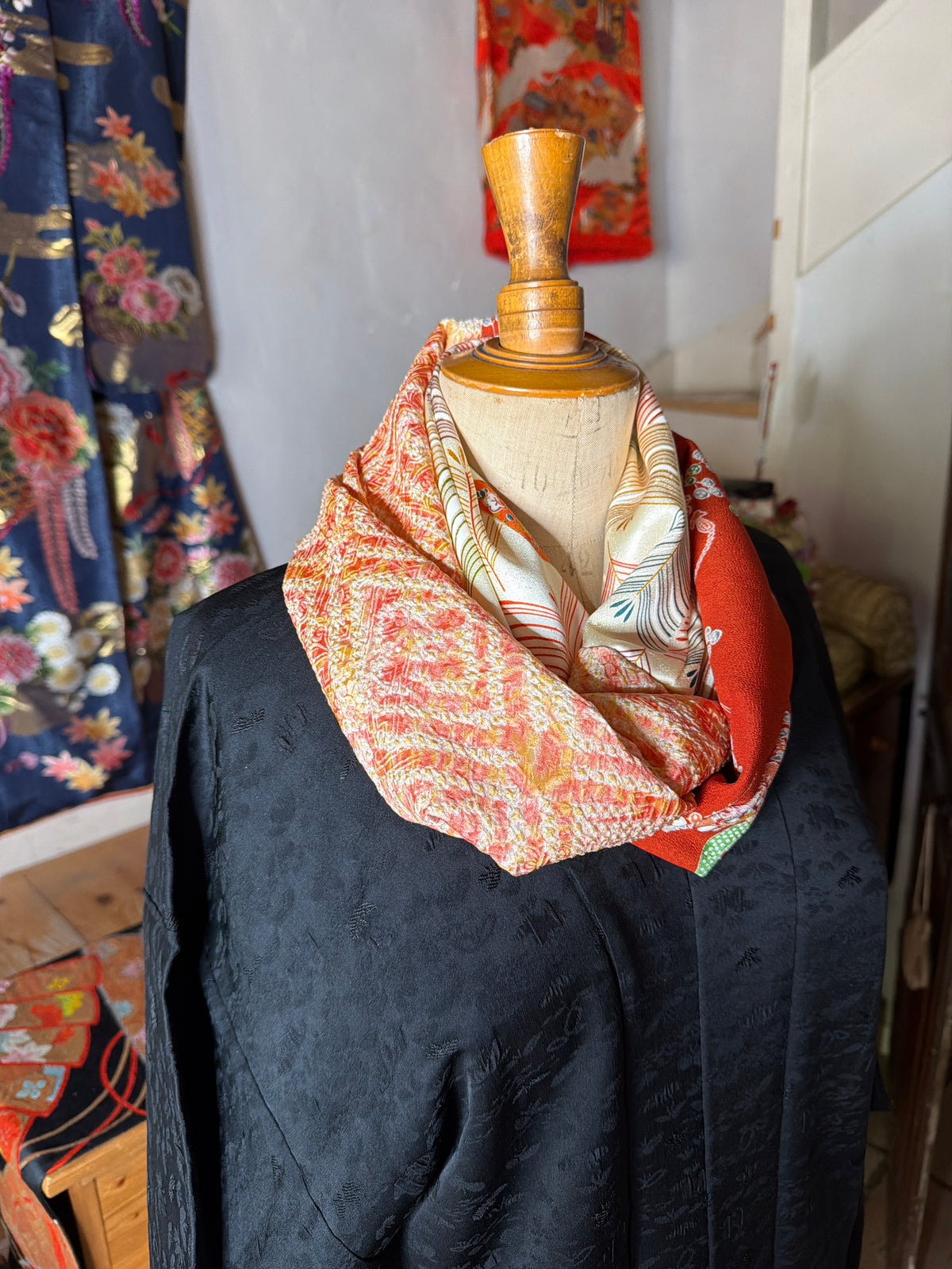 Snood tour de cou kimono japonais en soie