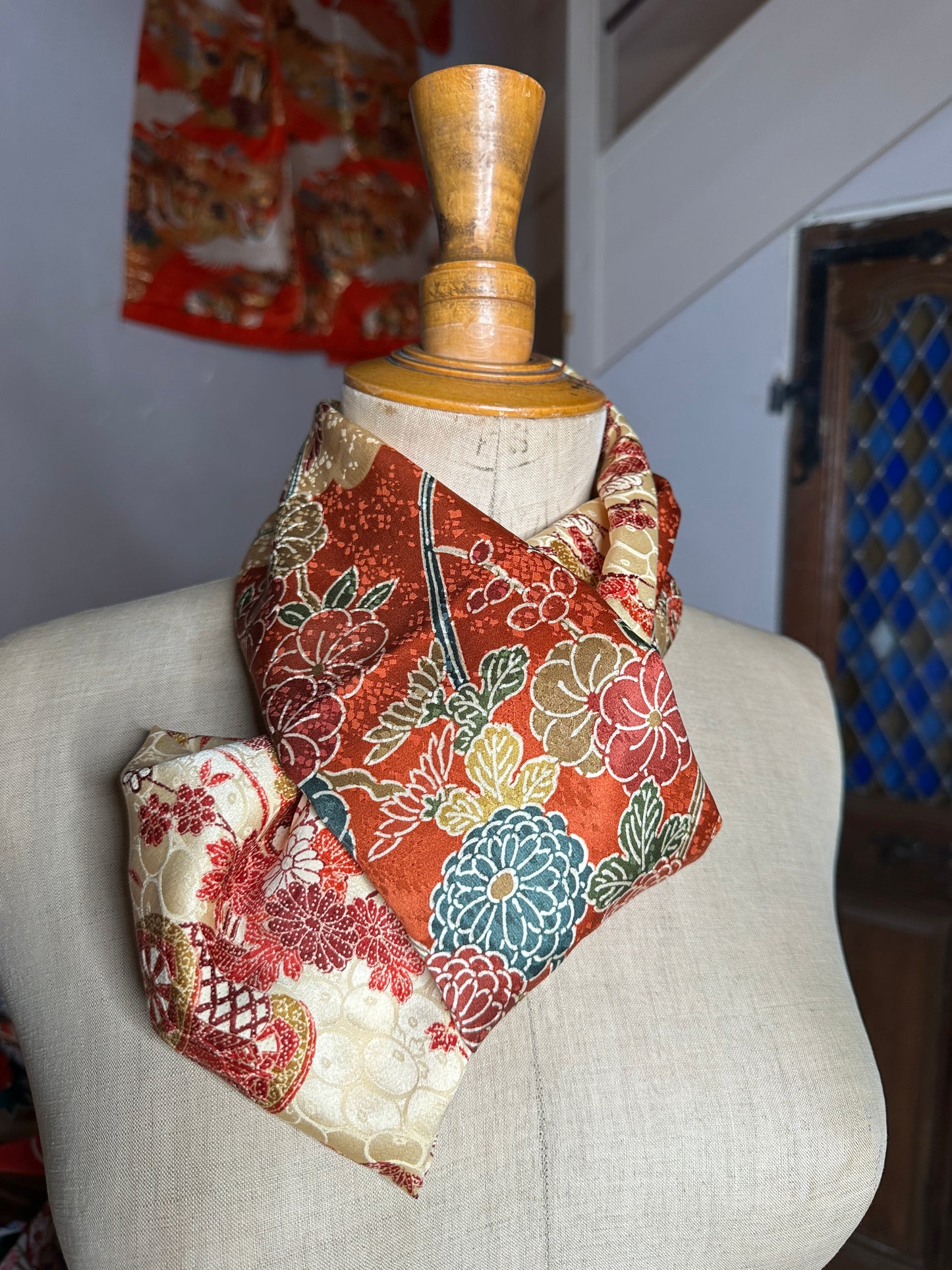 Tour de cou foulard kimono japonais en soie