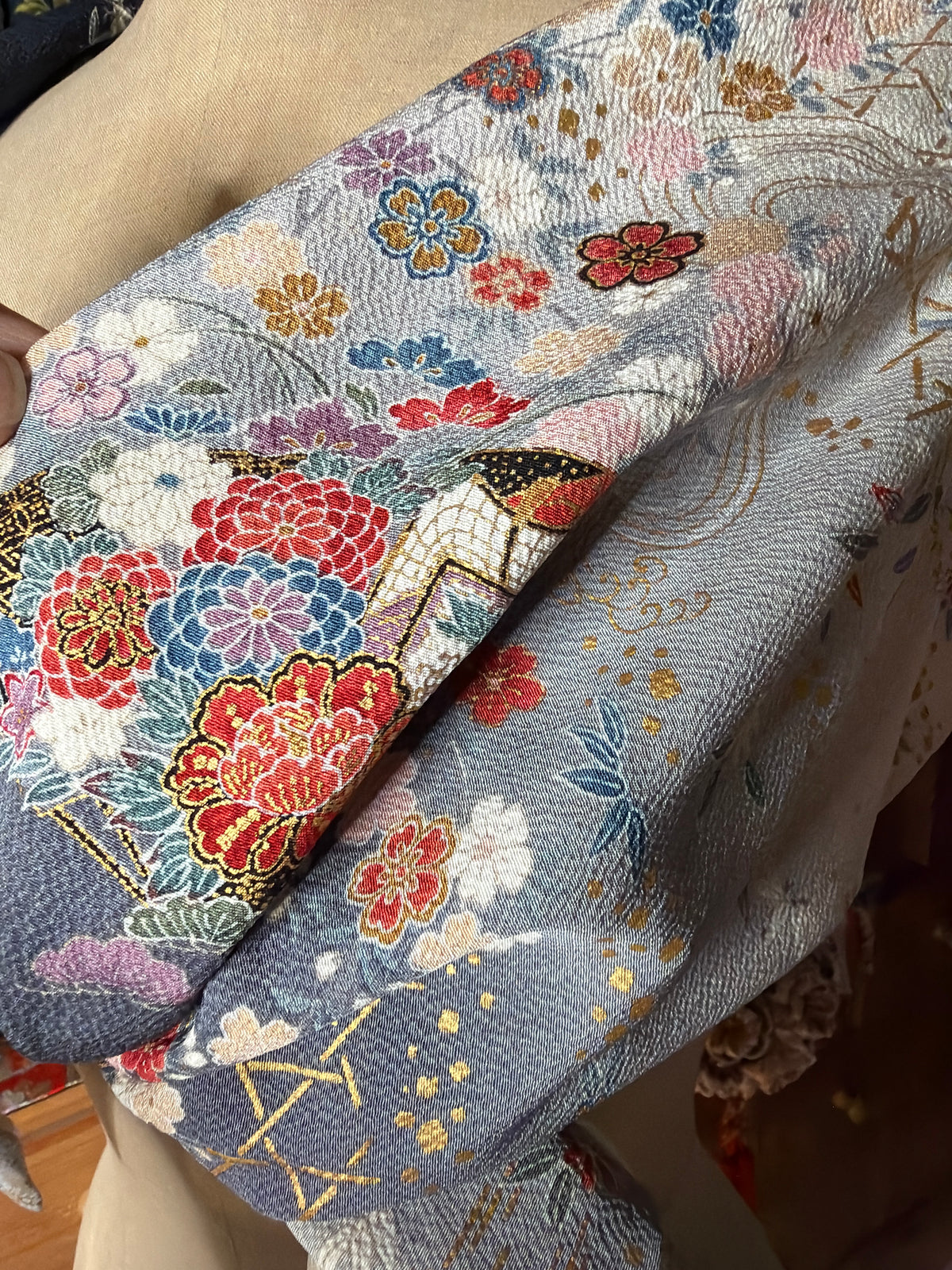 Foulard châle réversible en soie de kimono japonais