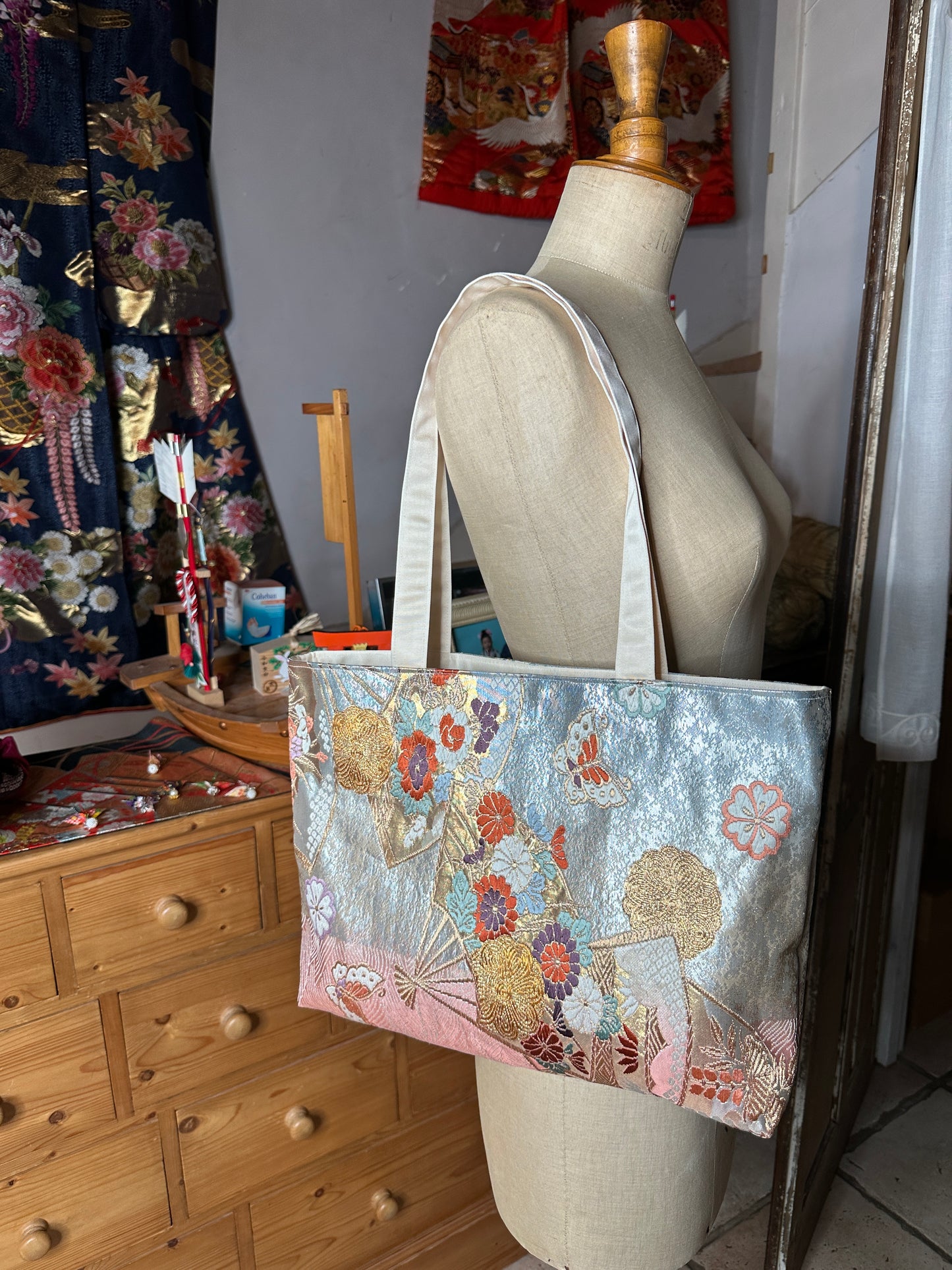 Sac cabas Obi japonais en soie Neuf