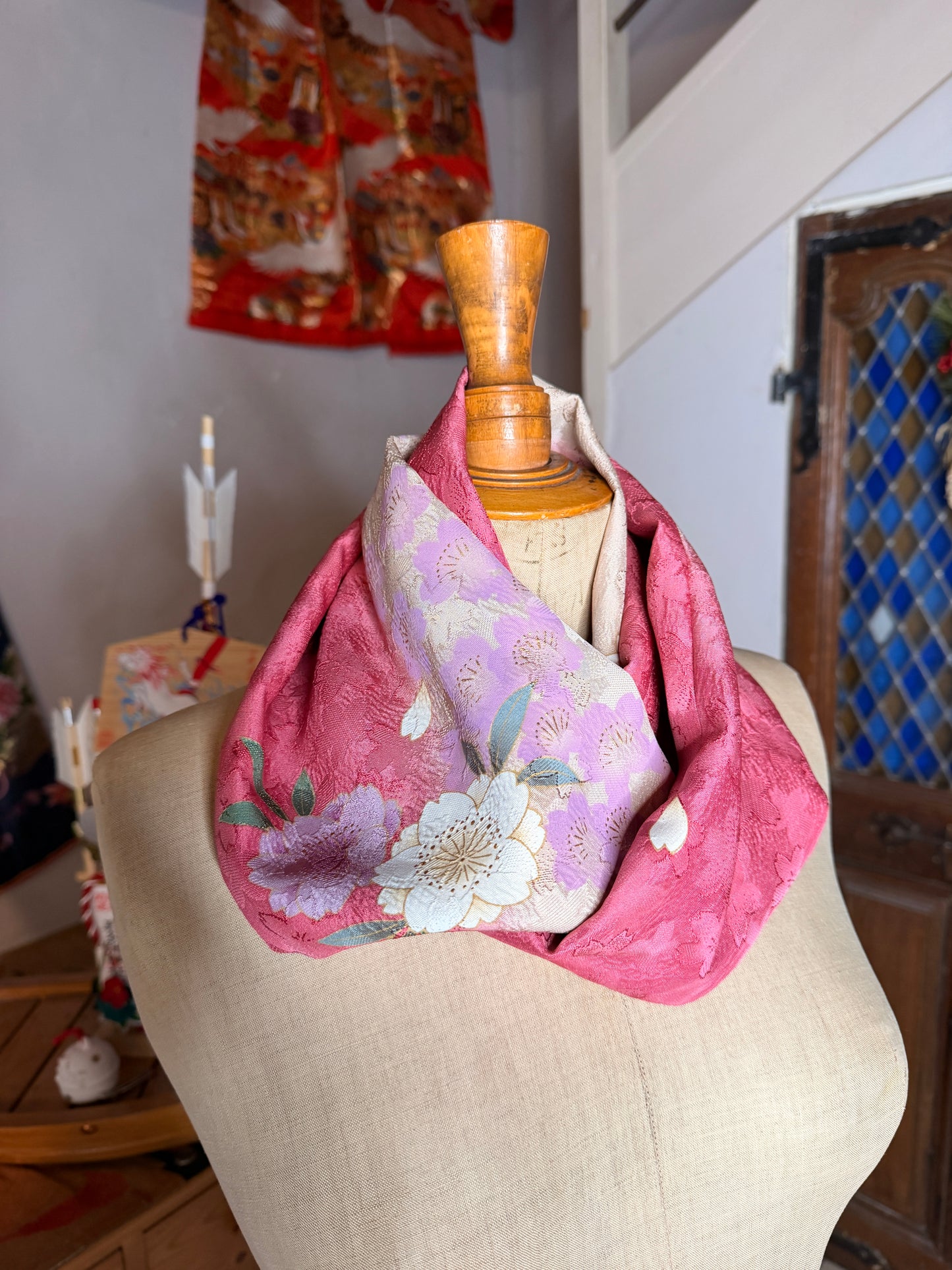 Snood tour de cou kimono Japonais furisode en soie Neuf