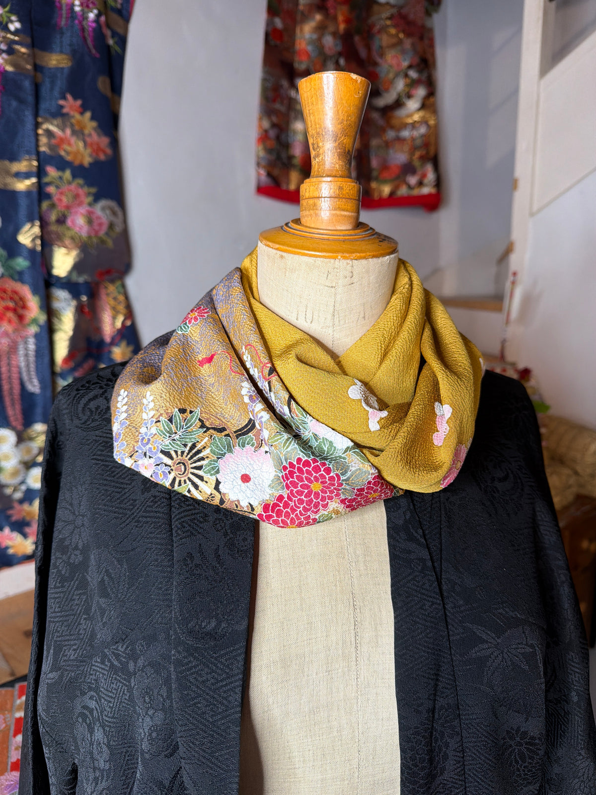 Tour de cou snood kimono japonais Furisode en soie