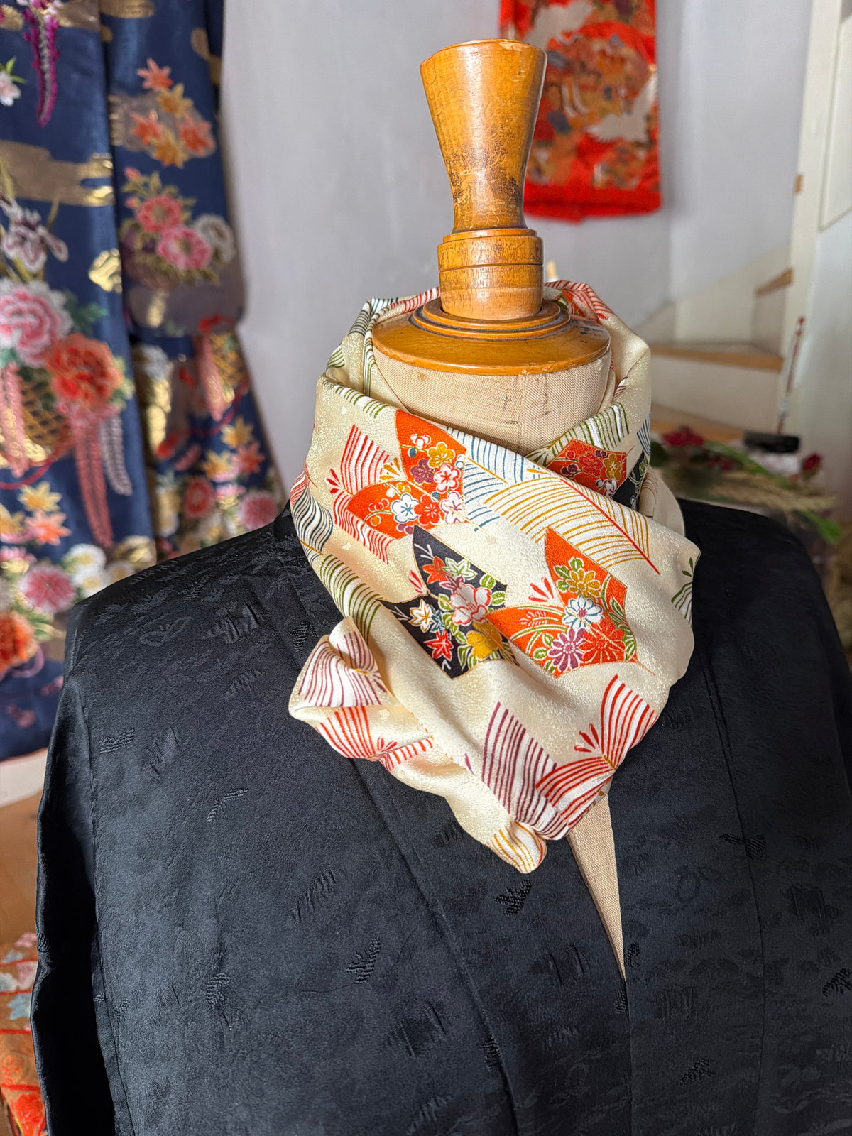 Snood tour de cou kimono japonais en soie