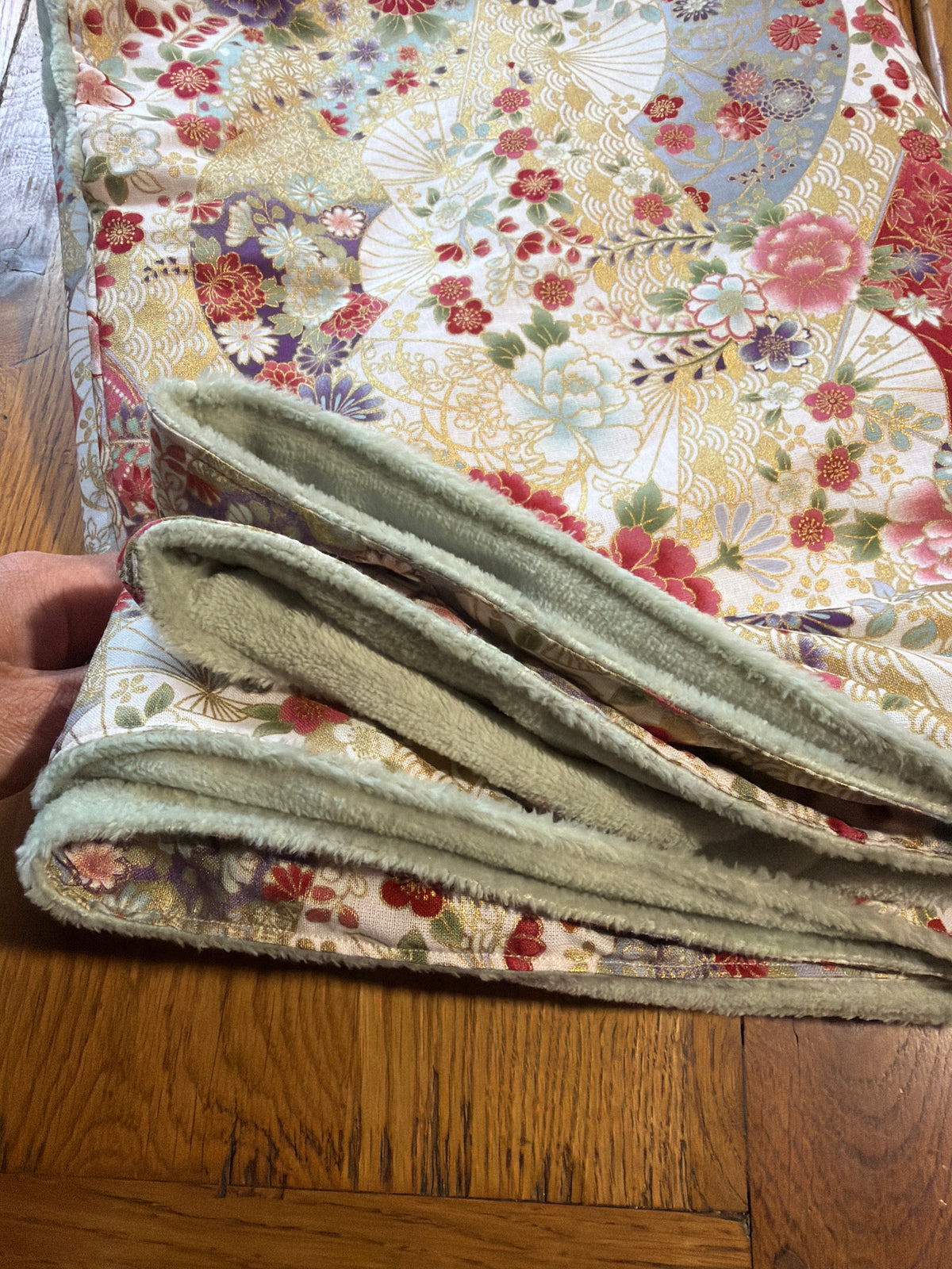 Momonga veste réversible tissu japonais en coton et micro polaire
