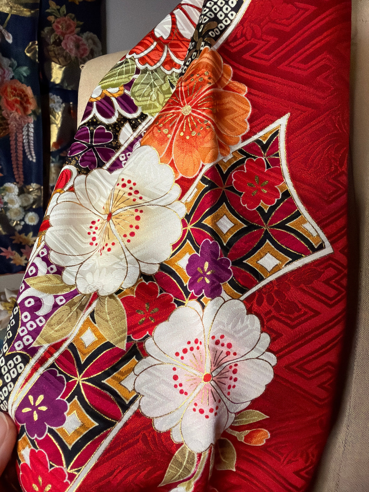 Tour de cou snood kimono japonais Furisode en soie