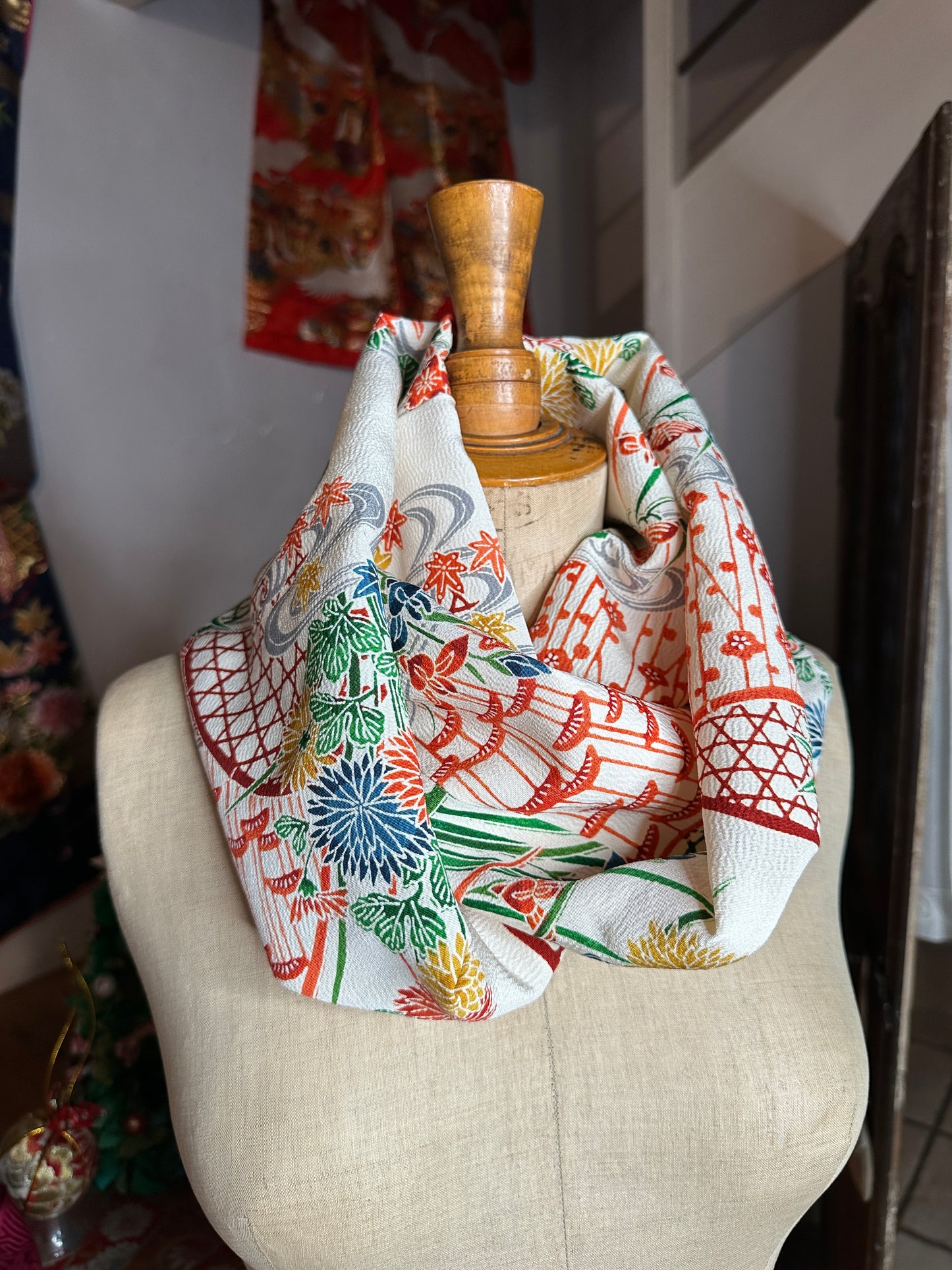 Tour de cou foulard kimono japonais en soie