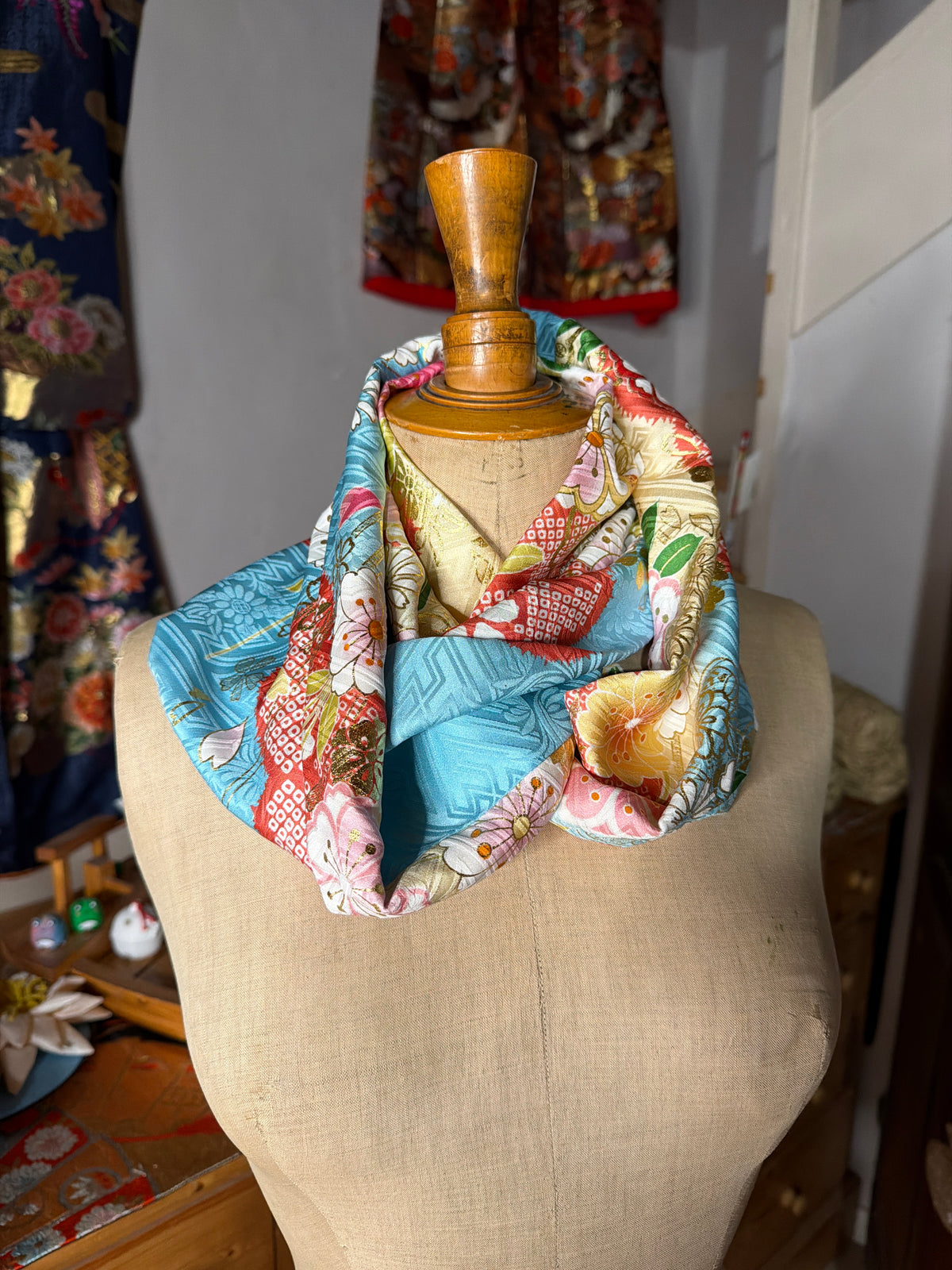Tour de cou foulard furisode kimono japonais en soie