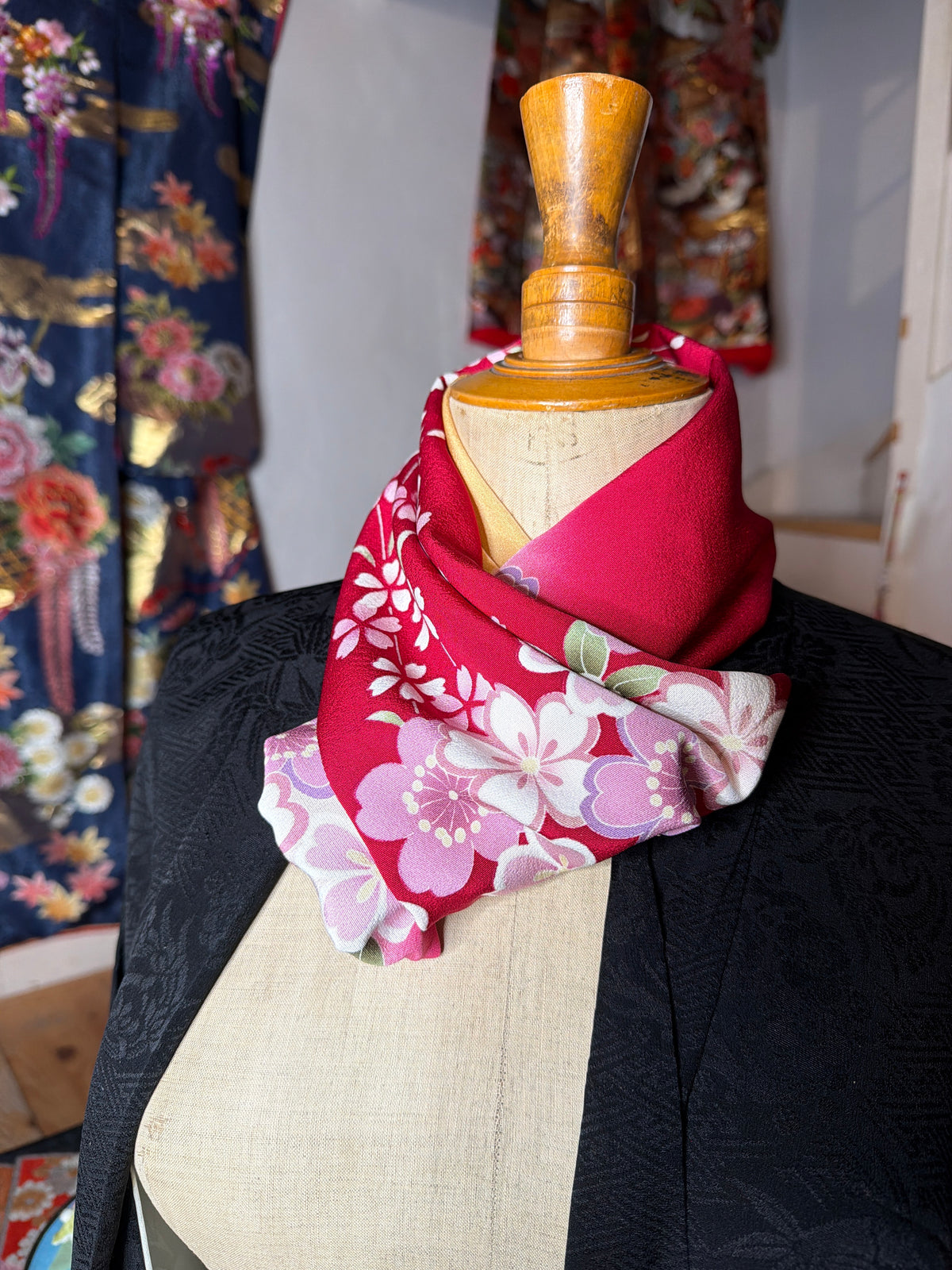 Tour de cou snood kimono japonais Furisode en soie