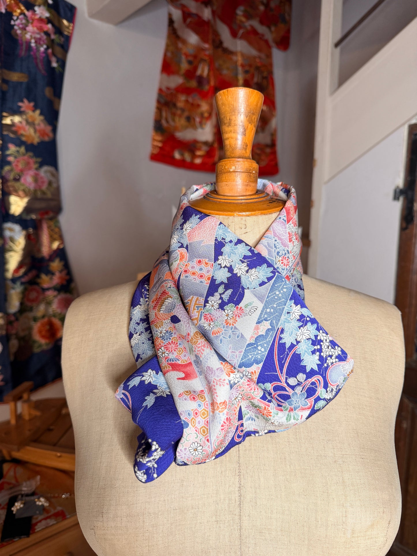 Tour de cou foulard kimono japonais en soie