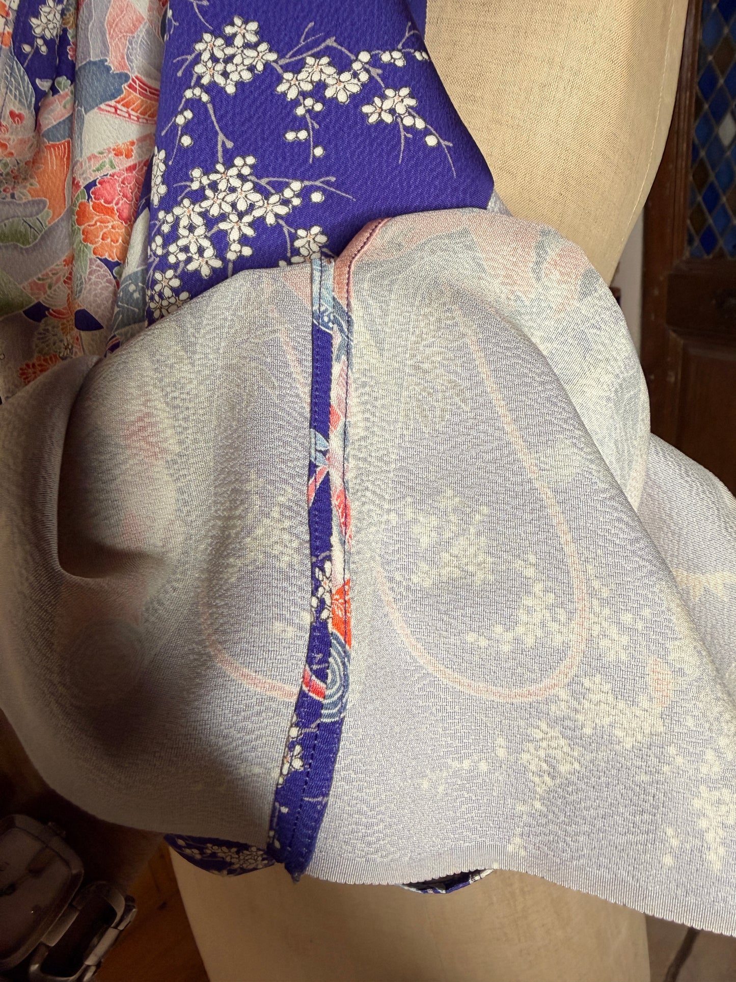 Top court tunique blouse manches longues kimono japonais en soie