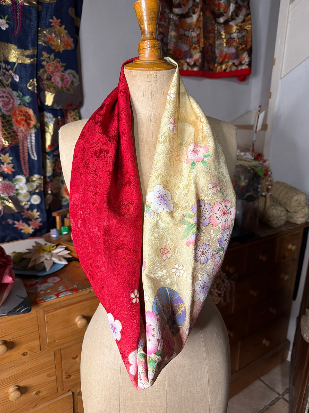 Tour de cou snood kimono furisode japonais en soie