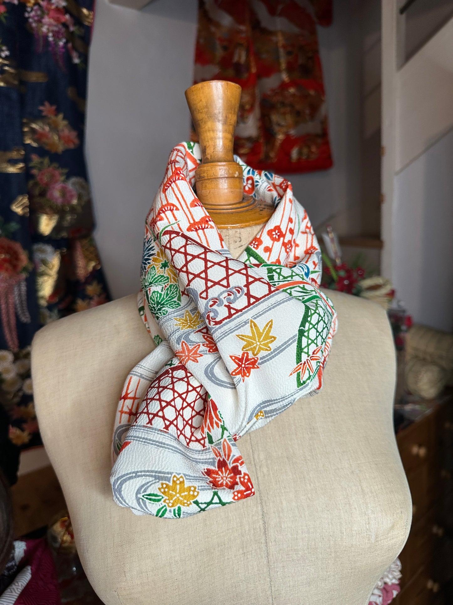 Tour de cou foulard kimono japonais en soie