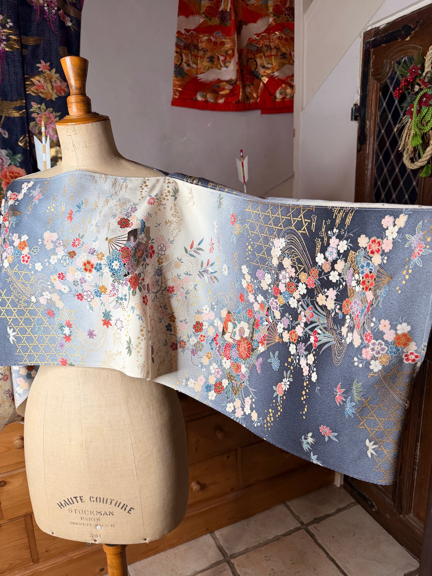 Top court tunique en kimono japonais en soie Neuf