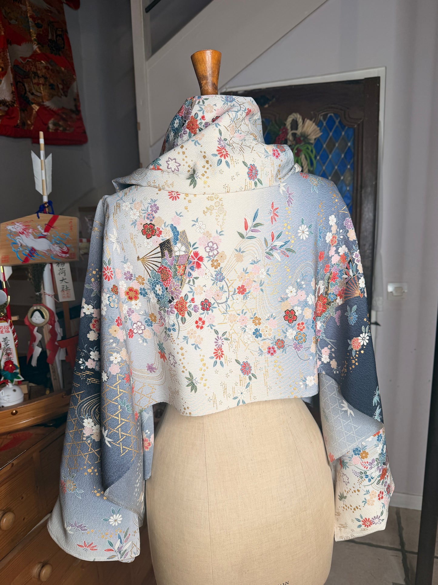 Top tunique courte kimono japonais en soie