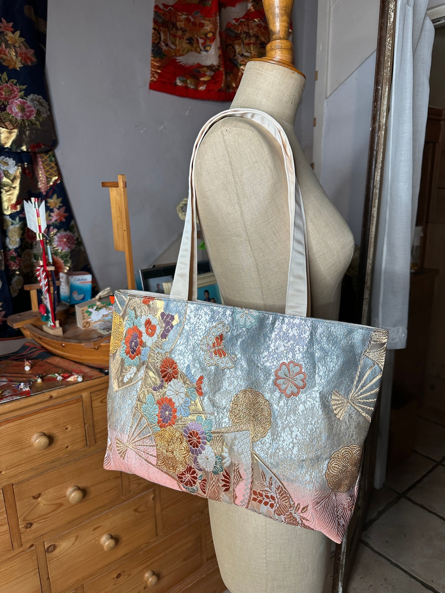 Sac cabas Obi japonais en soie Neuf