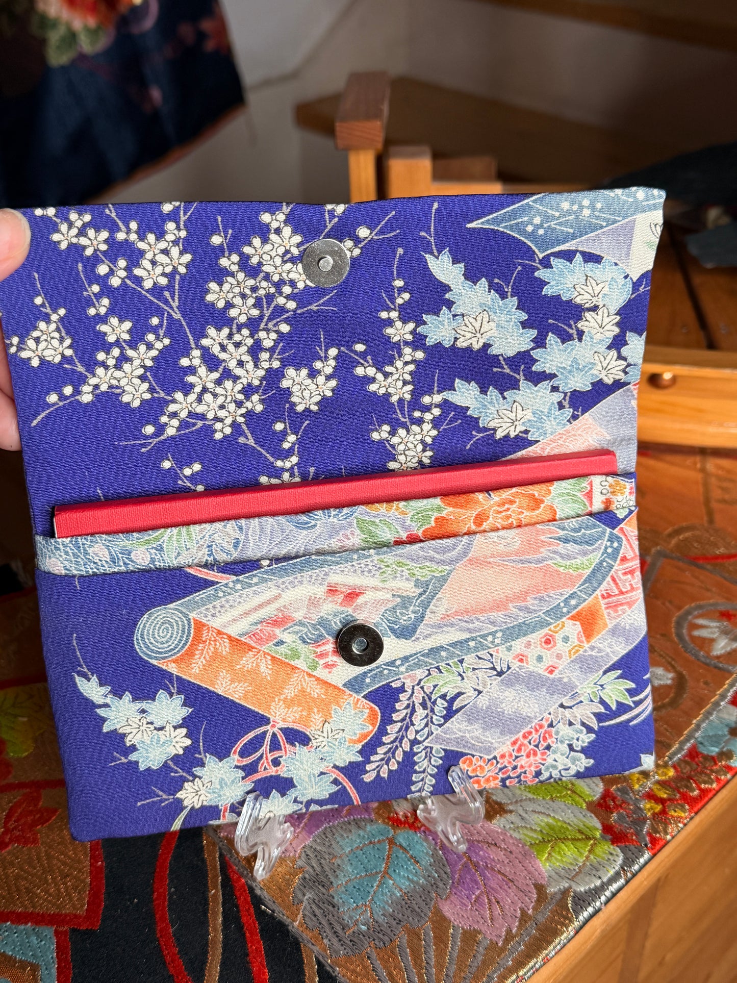 Pochette chéquier kimono japonais en soie