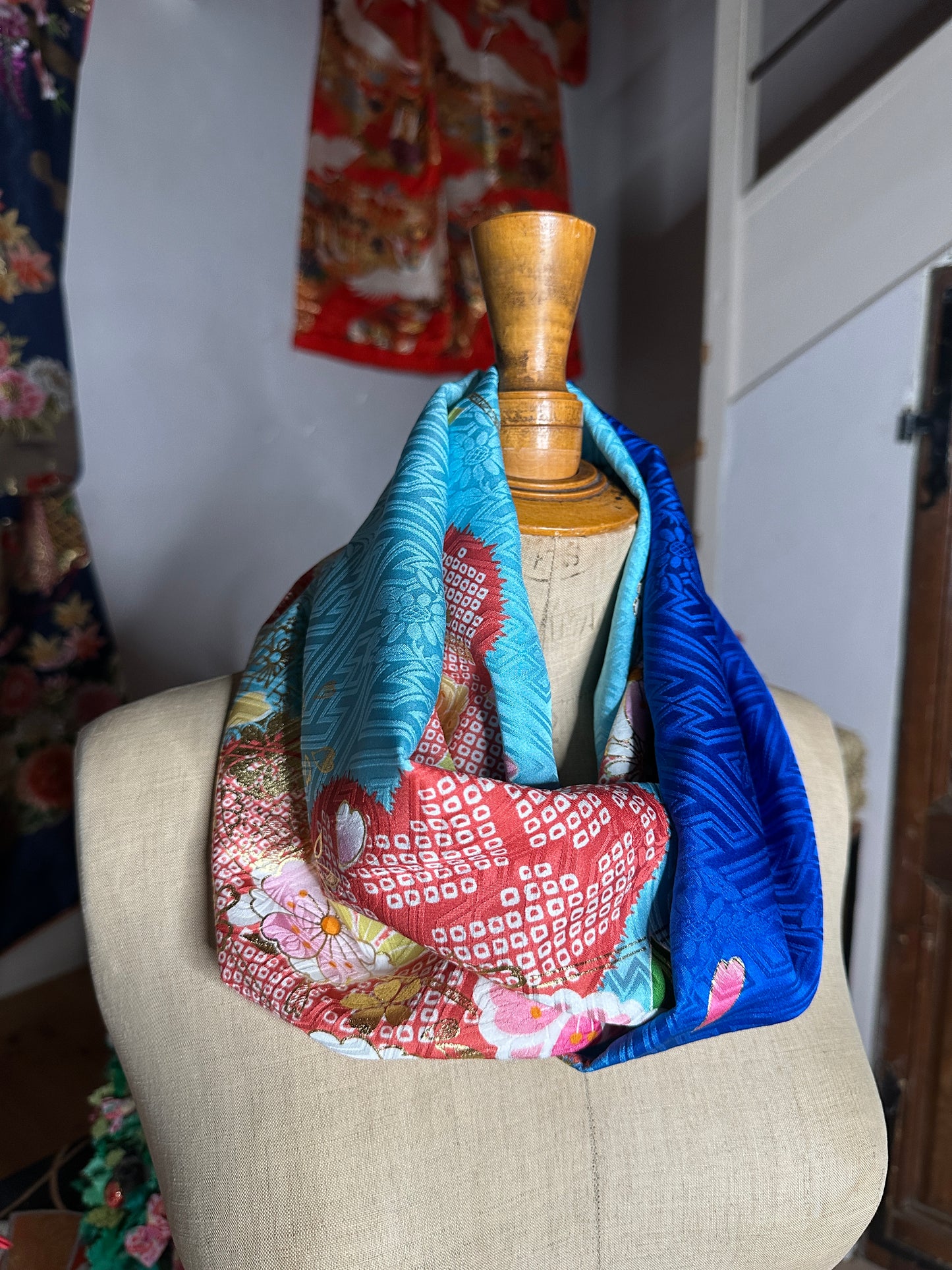 Tour de cou snood kimono japonais en soie