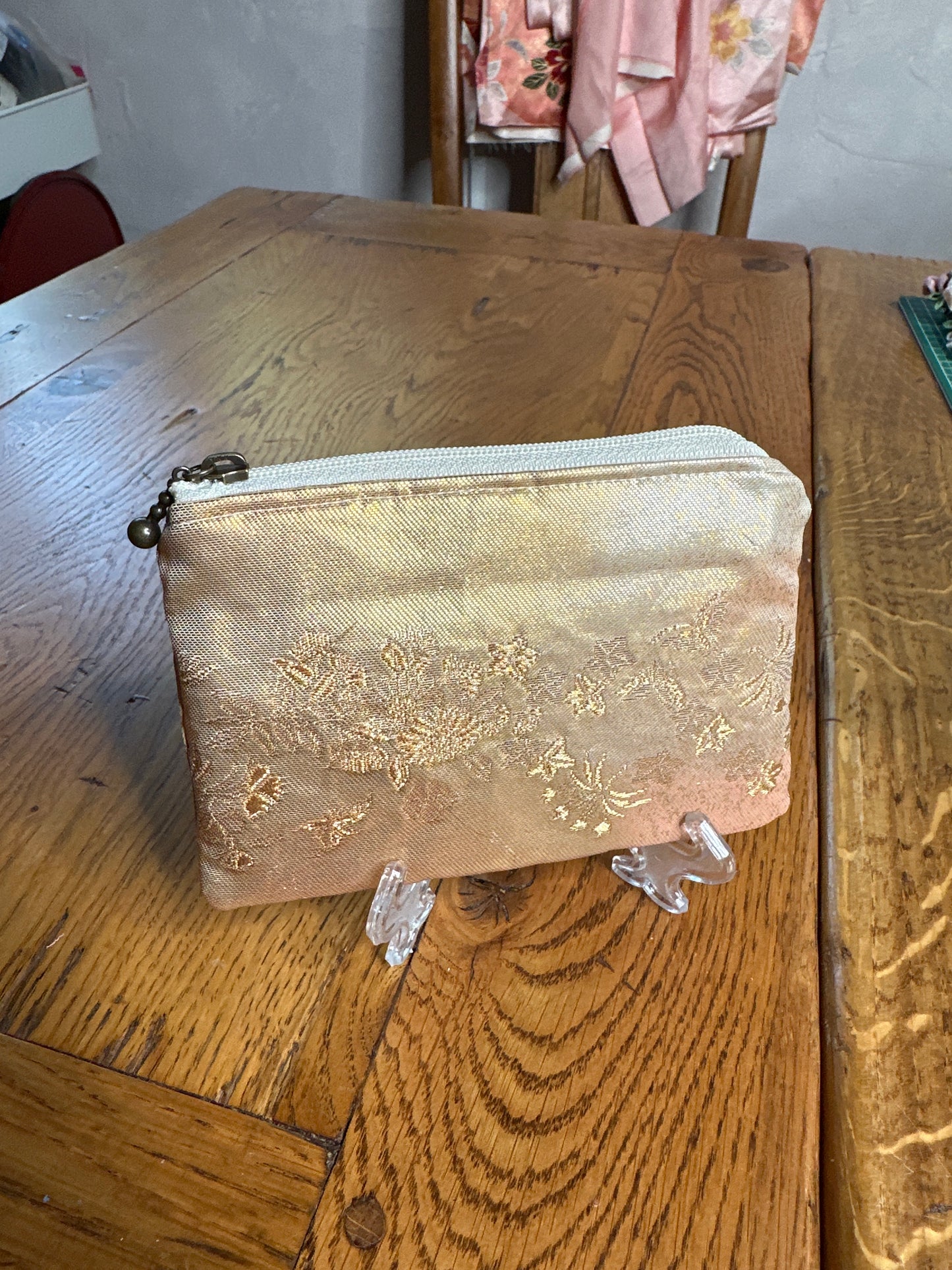 Mini pochette porte monnaie et carte Obi japonais en soie