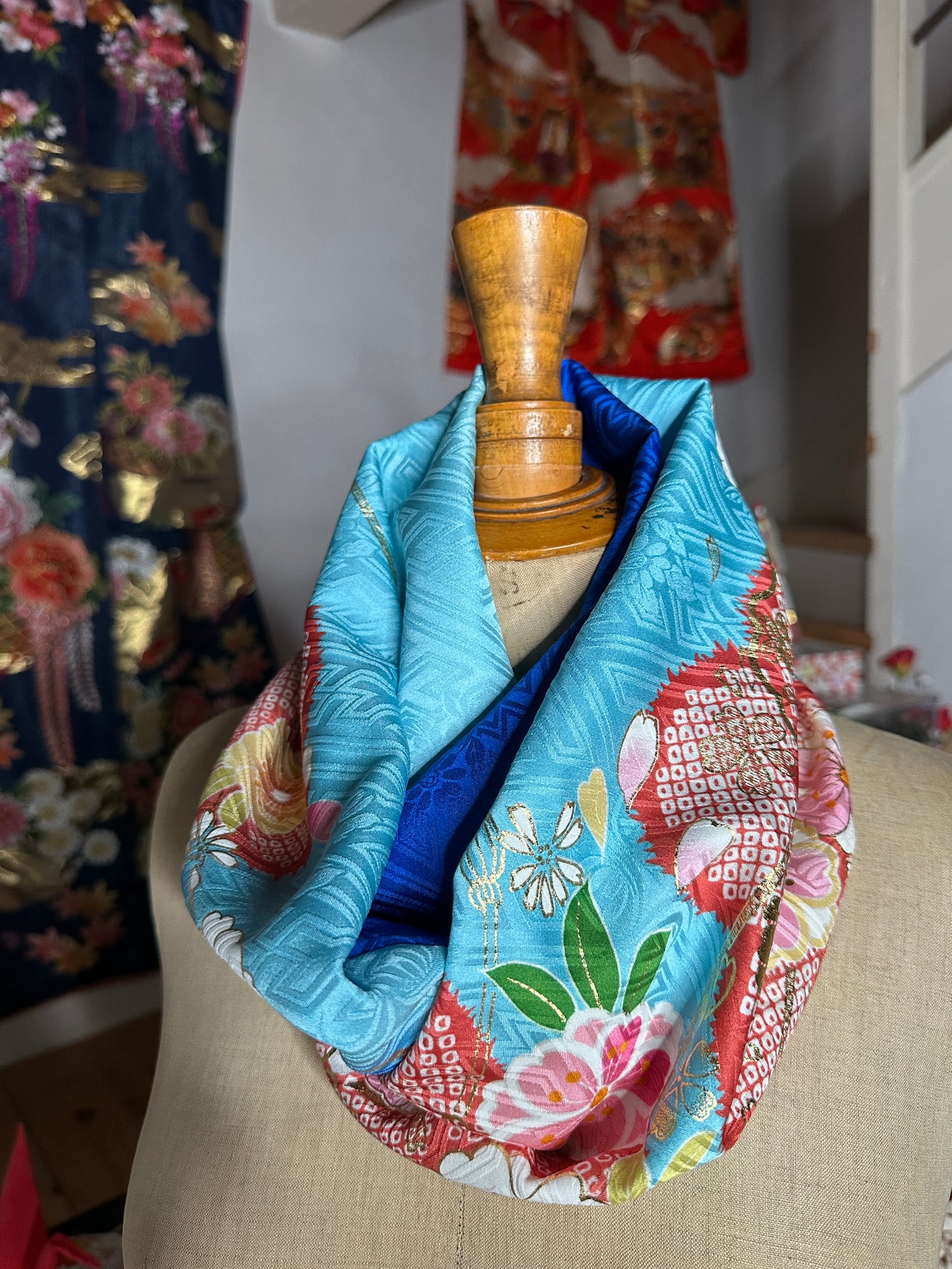 Tour de cou snood kimono japonais en soie