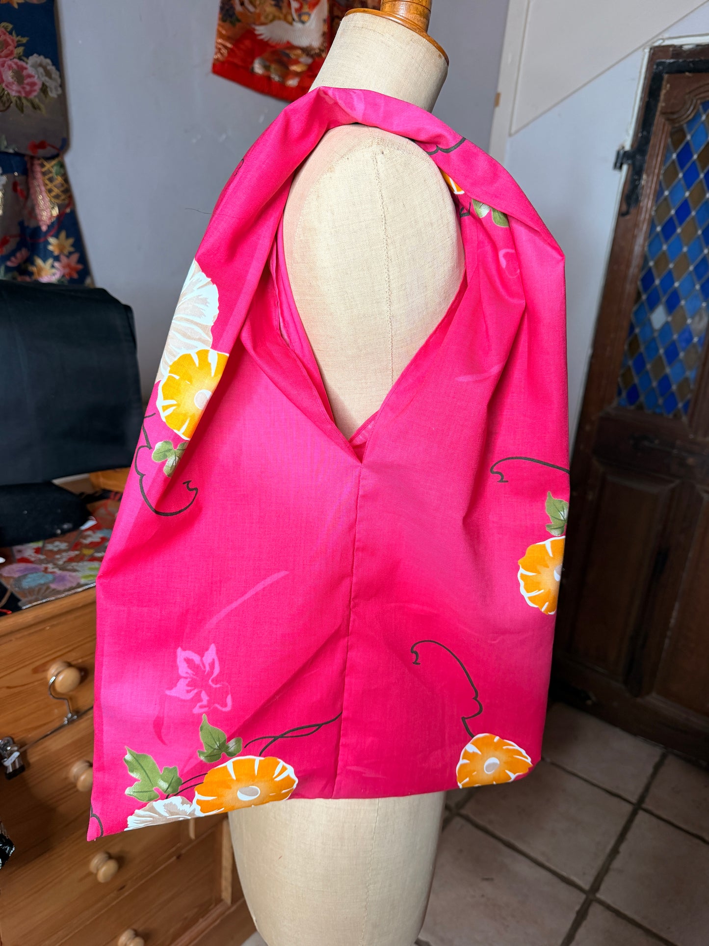 Sac pliable en tissu coton Yukata japonais