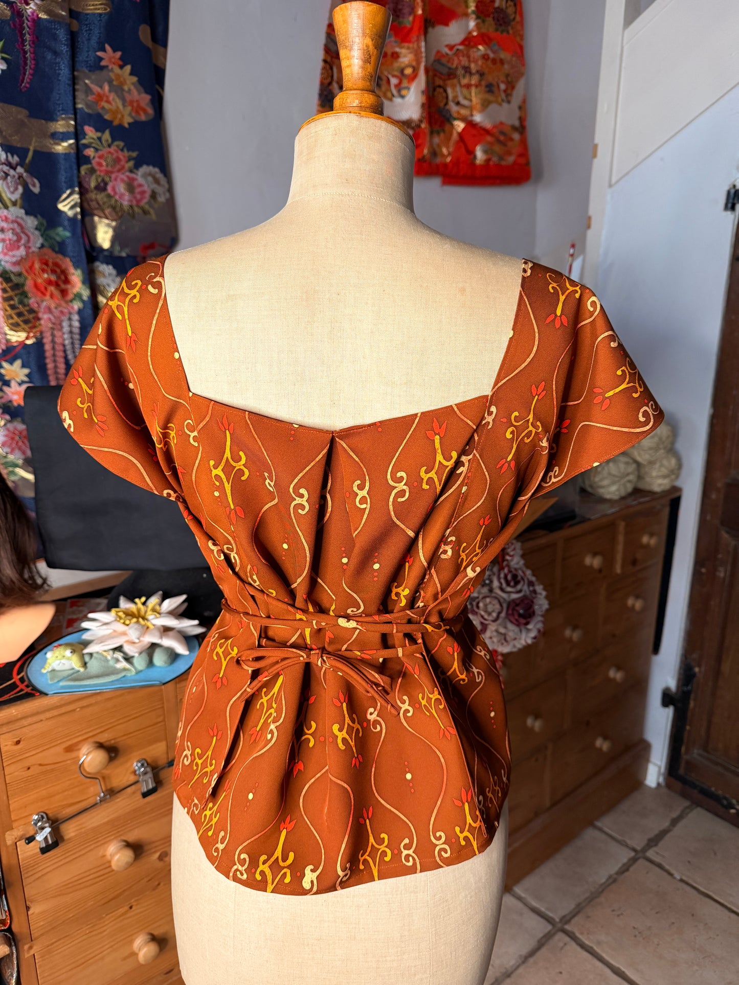 Top blouse en soie de kimono