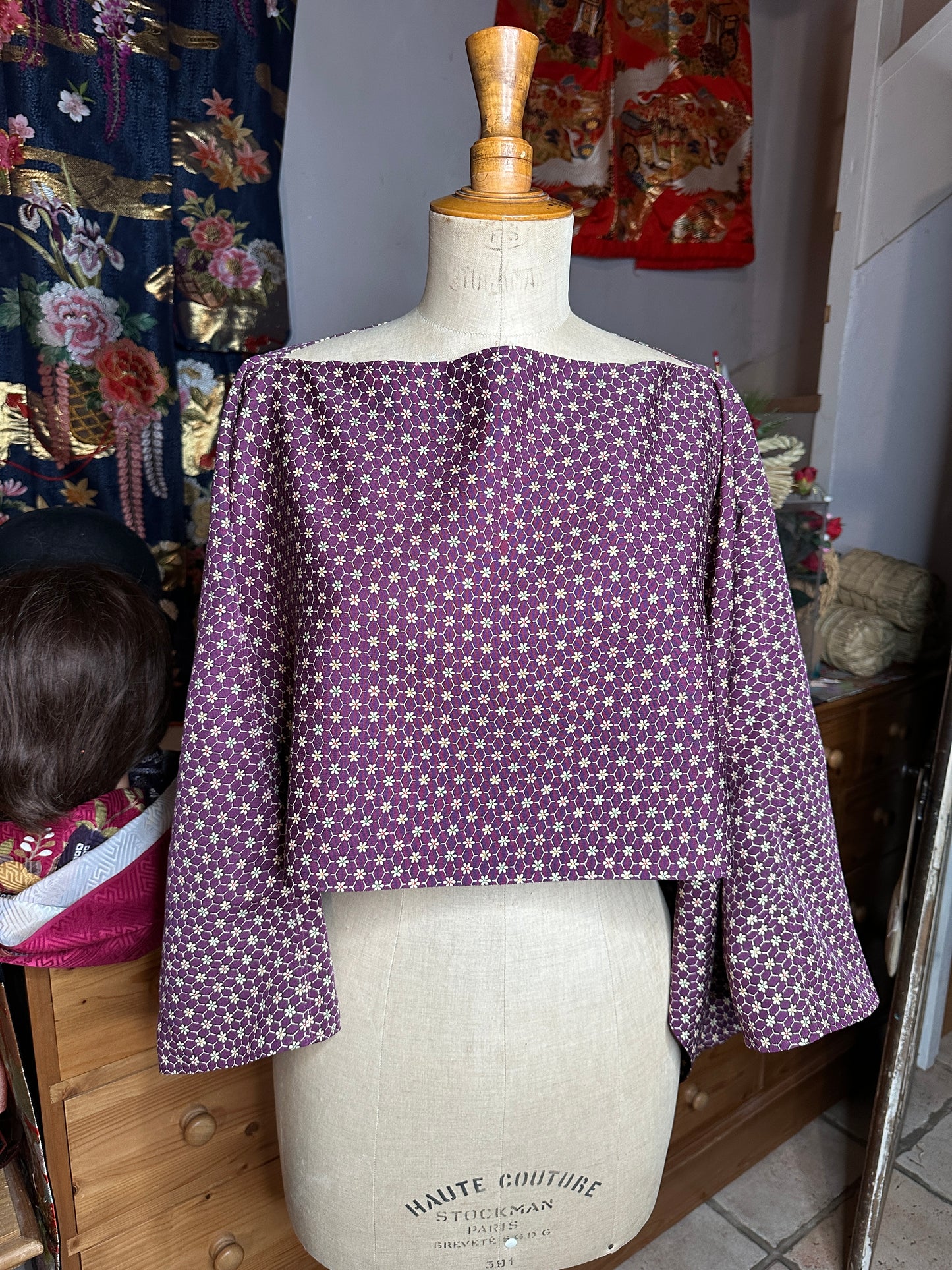 Top tunique kimono japonais en soie Neuf