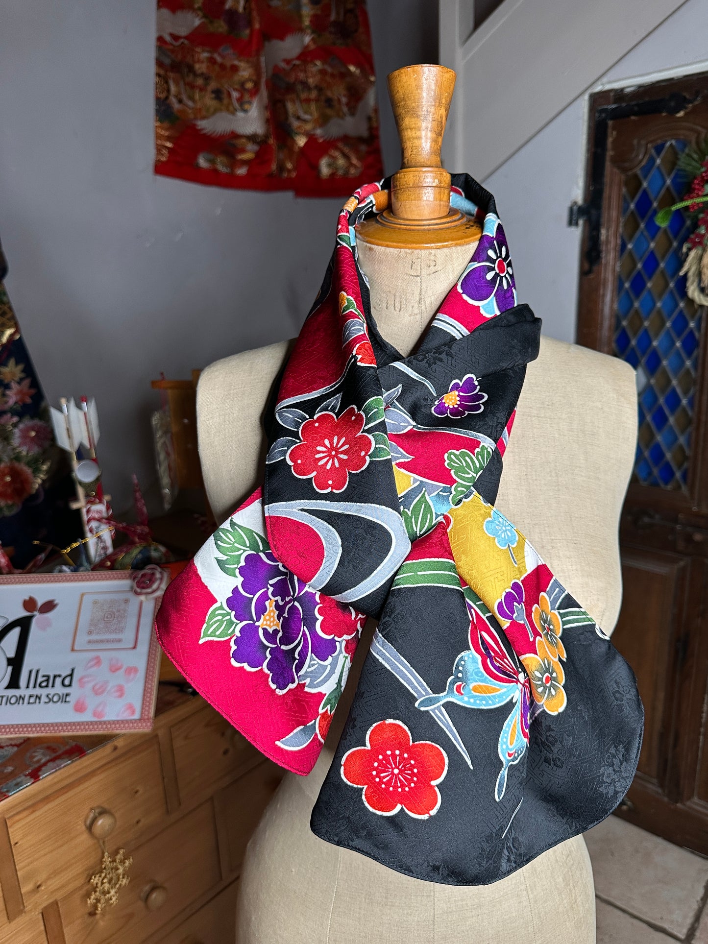 Foulard Châle furisode kimono japonais en soie