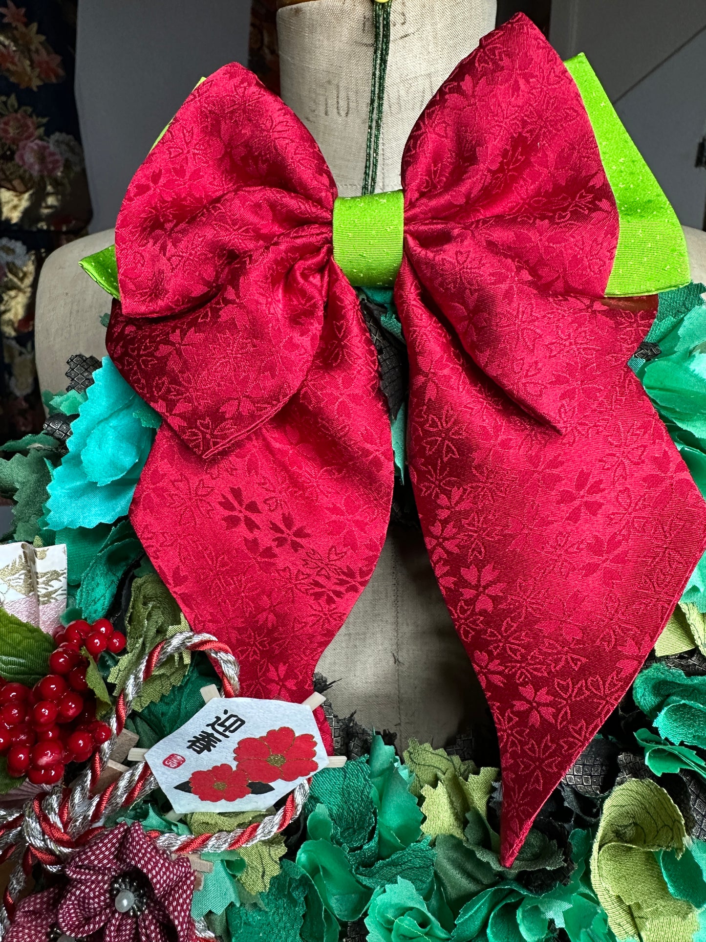 Couronne de Noël et nouvel an japonais en soie