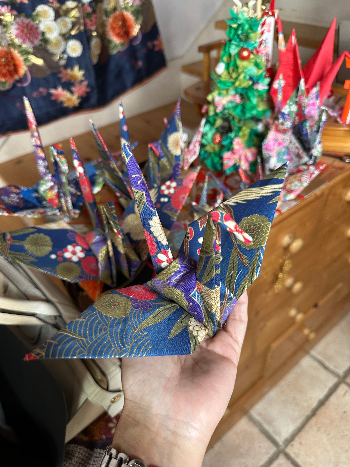 Grue oiseaux japonais en coton