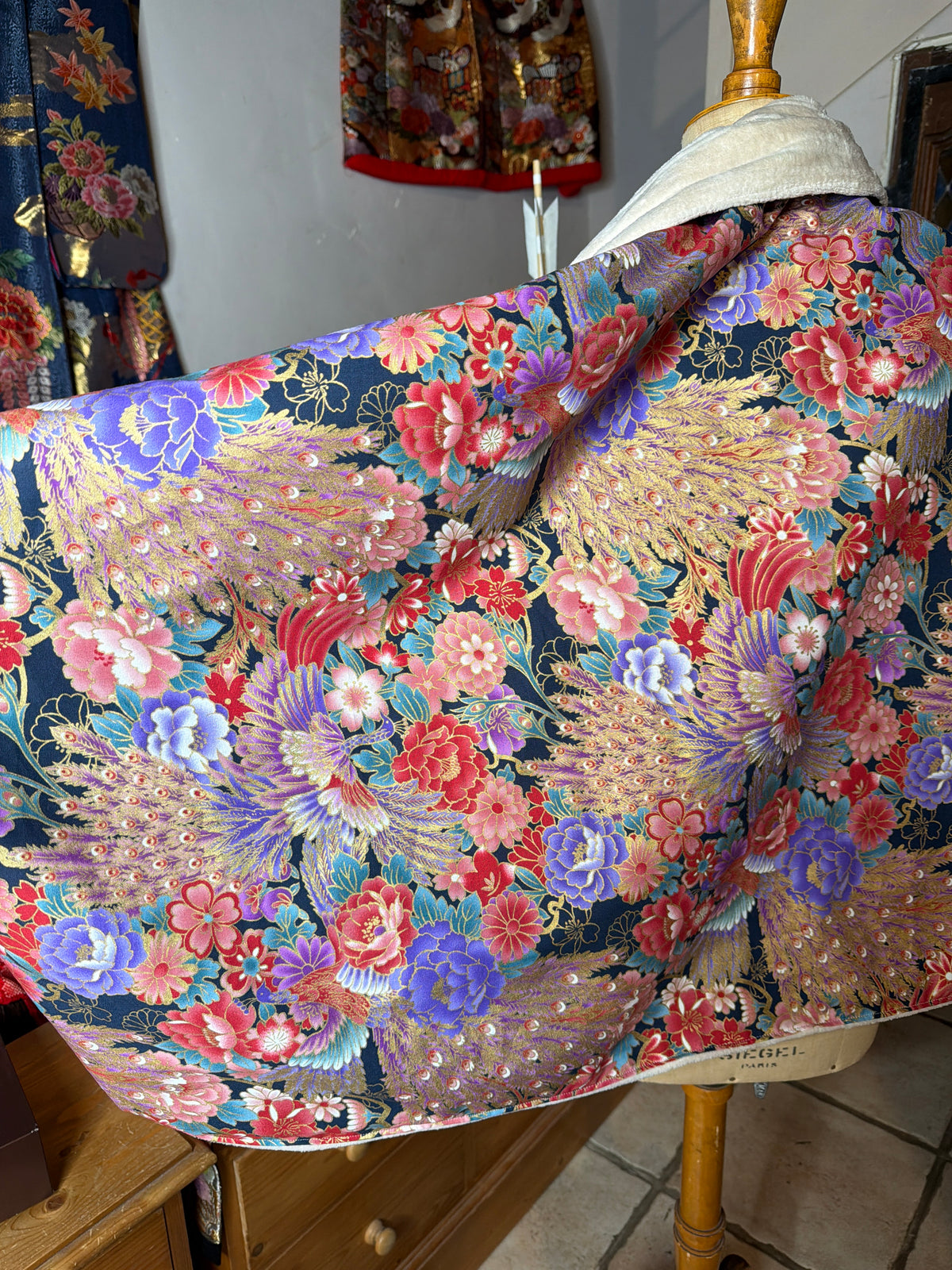 Veste momonga tissu japonais en coton et intérieur polaire  double face