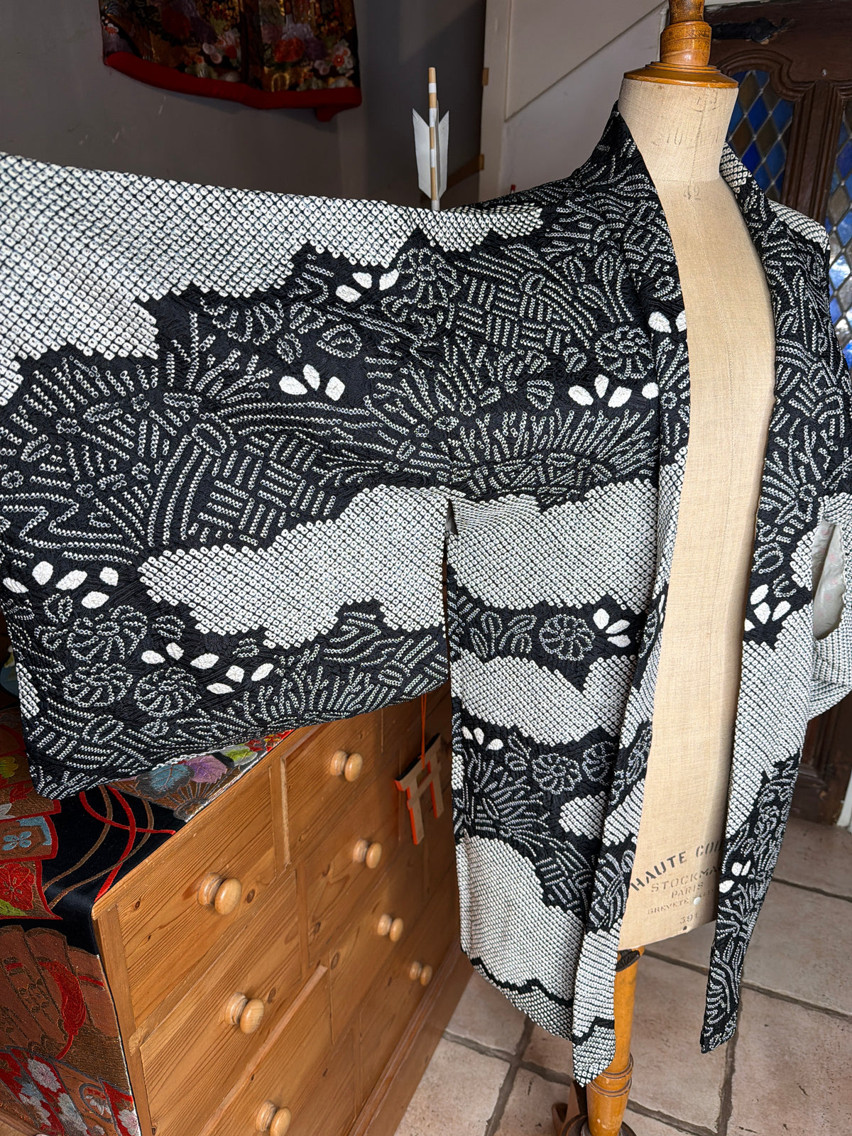 Haori veste de kimono japonais en soie Shibori