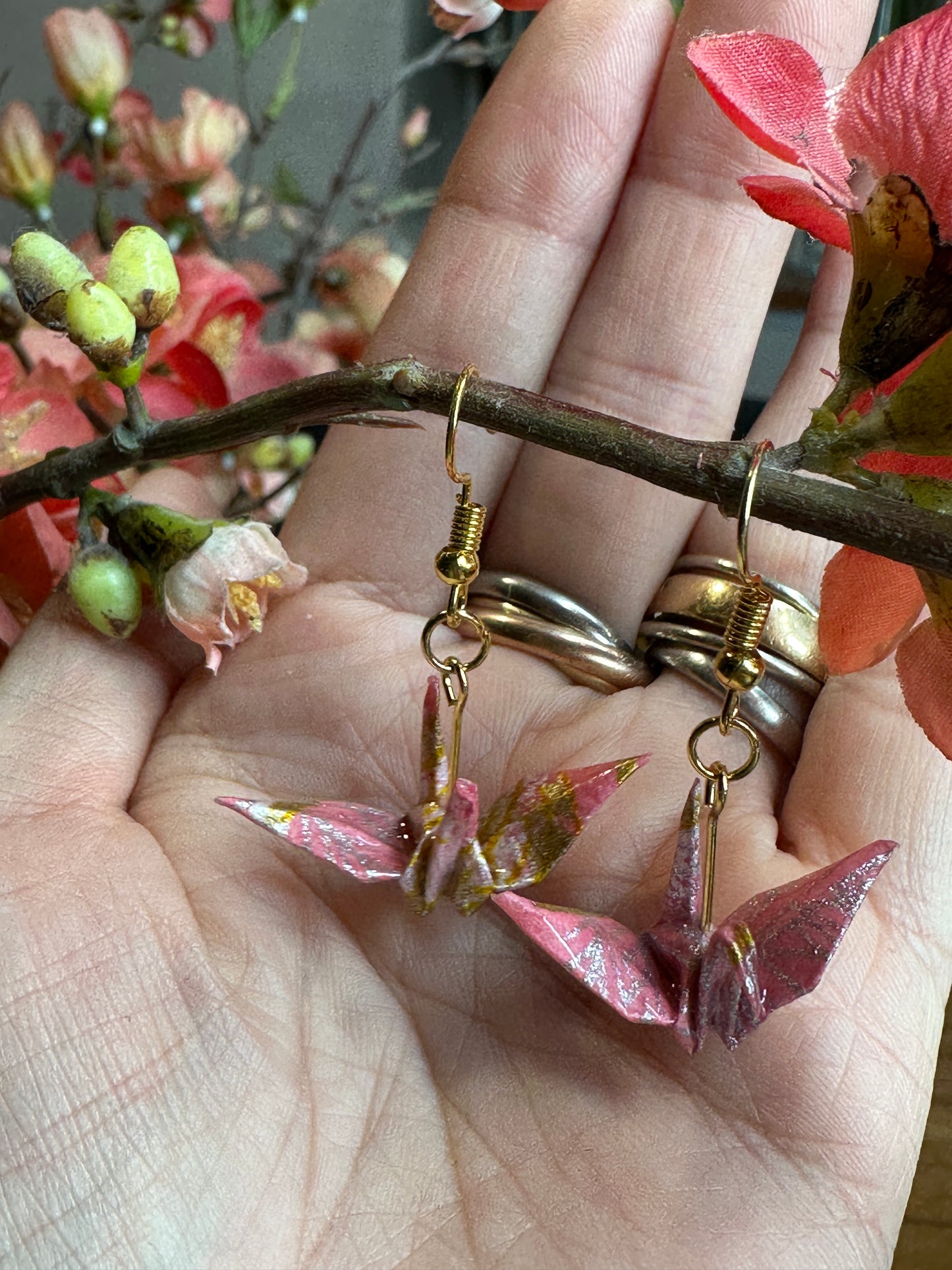 Boucle d’oreille grue oiseau japonais