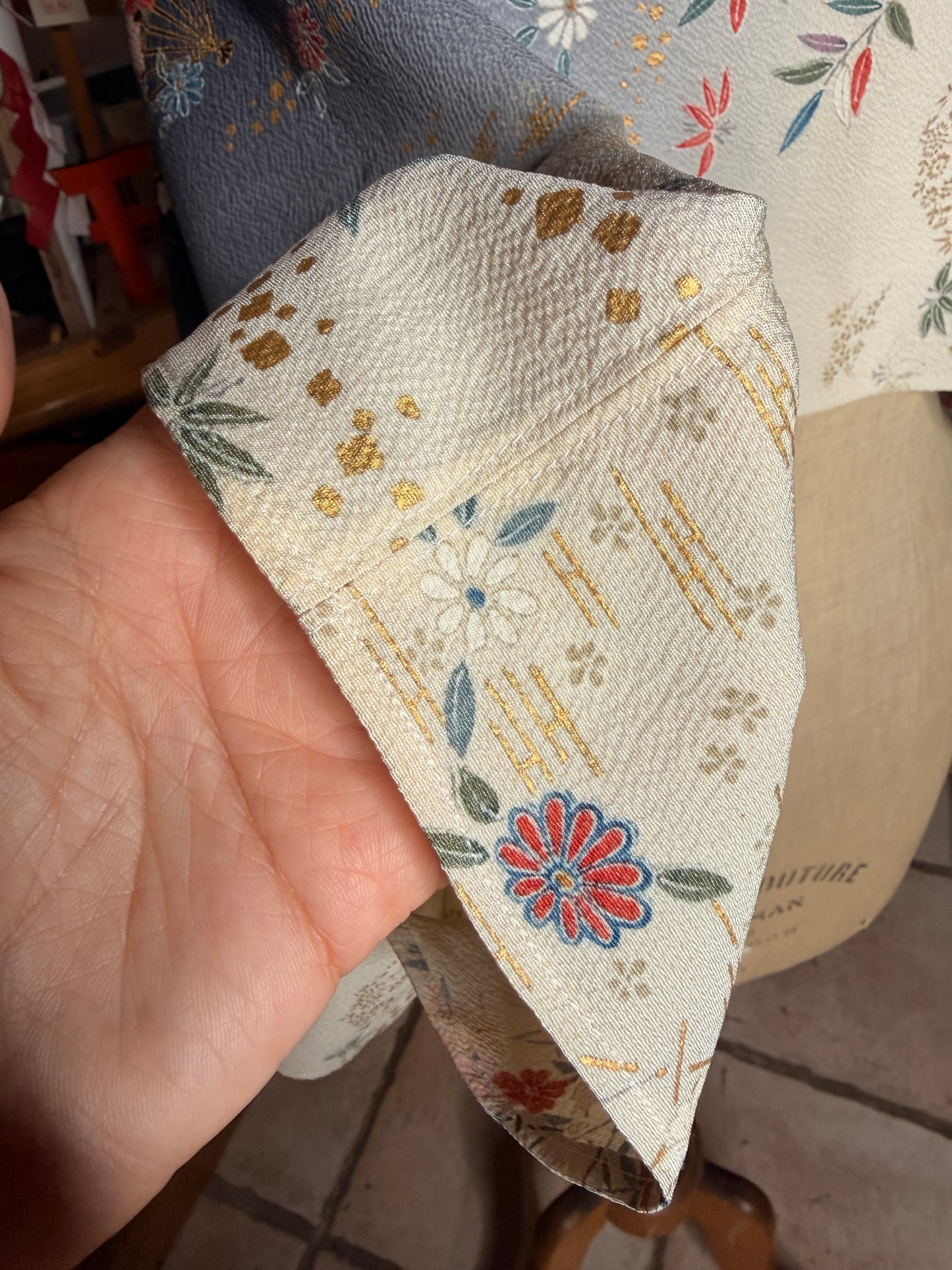 Top tunique courte kimono japonais en soie