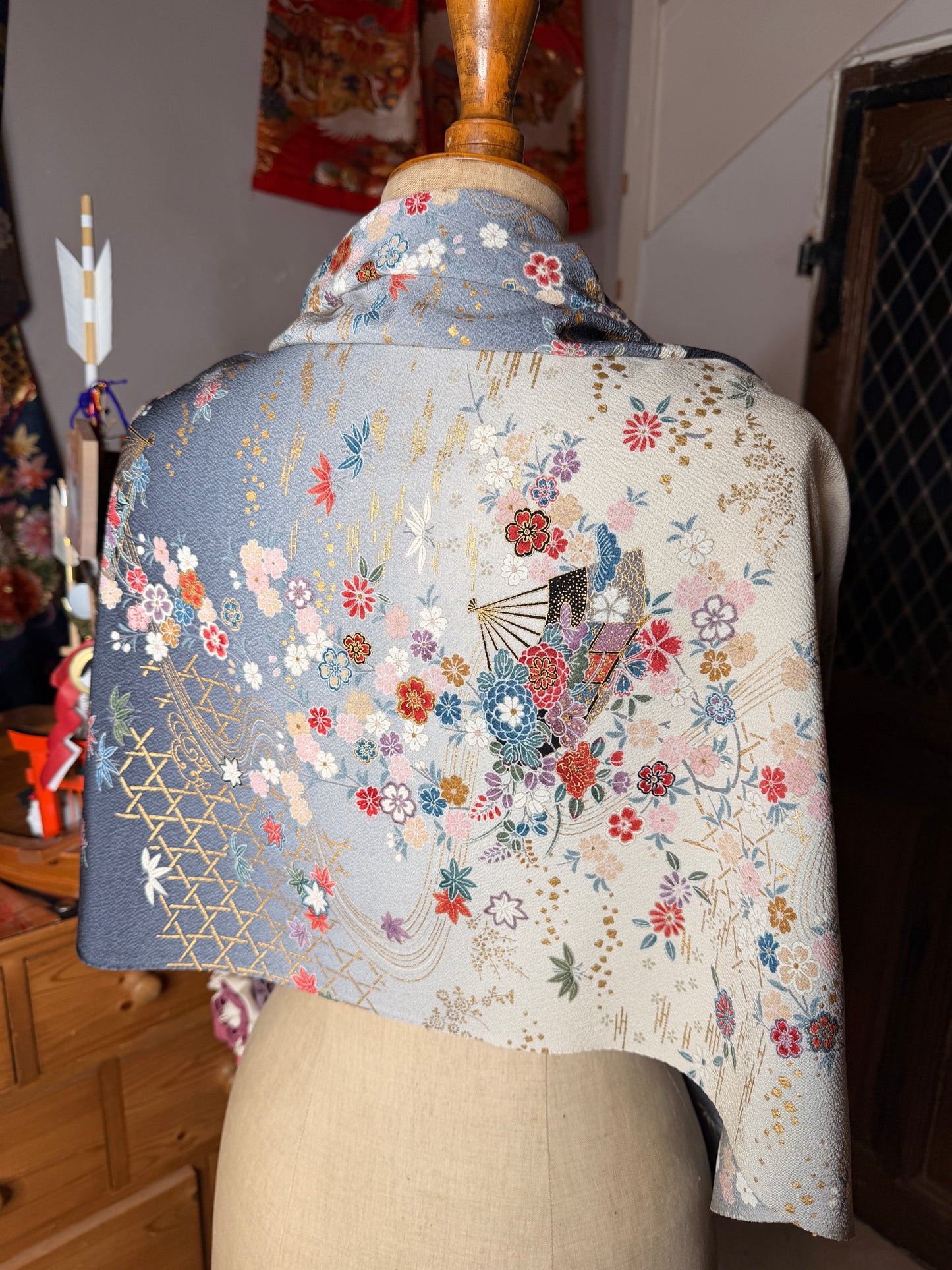 Top court tunique en kimono japonais en soie Neuf