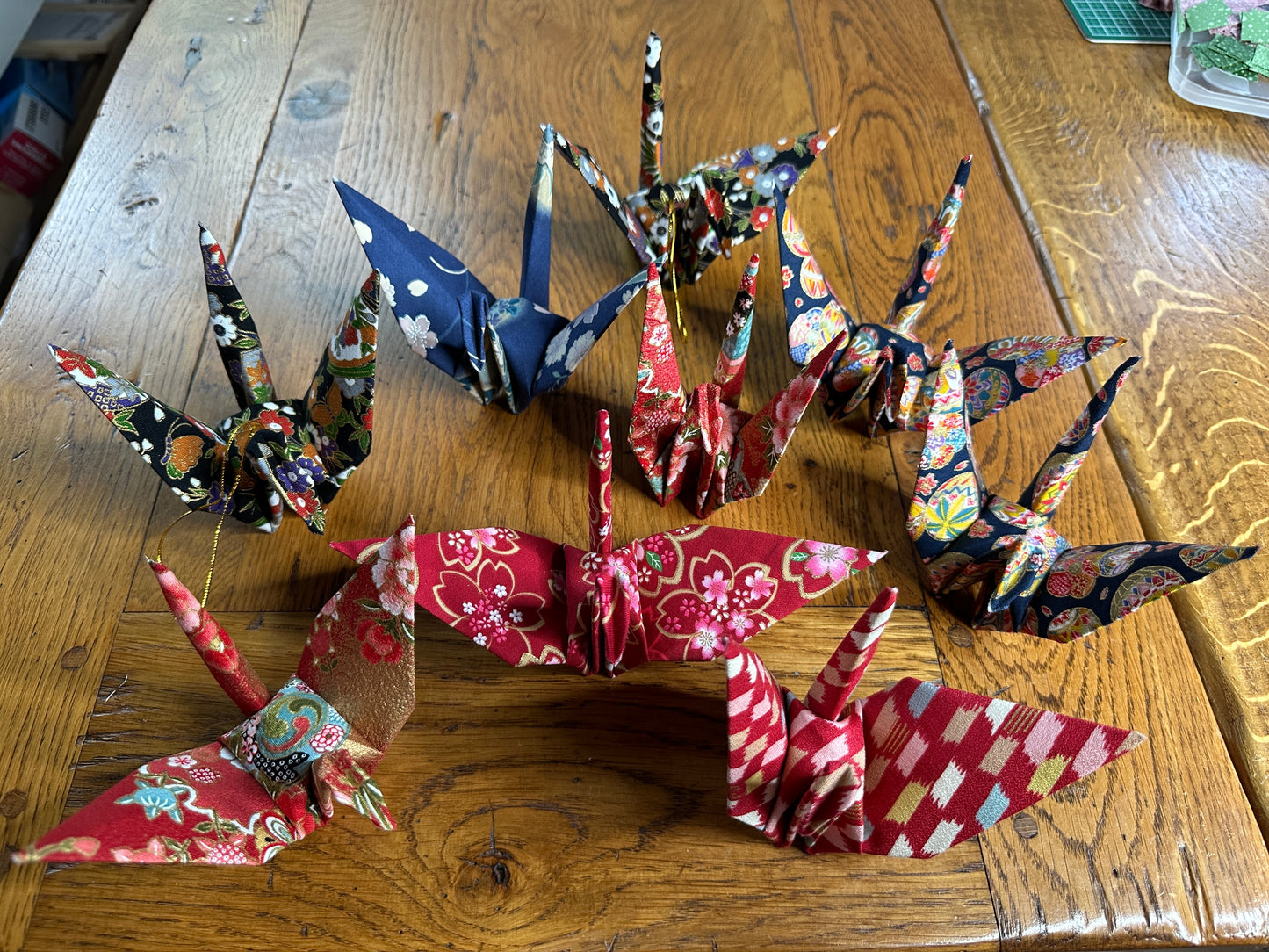 Oiseau grue japonaise en tissu coton