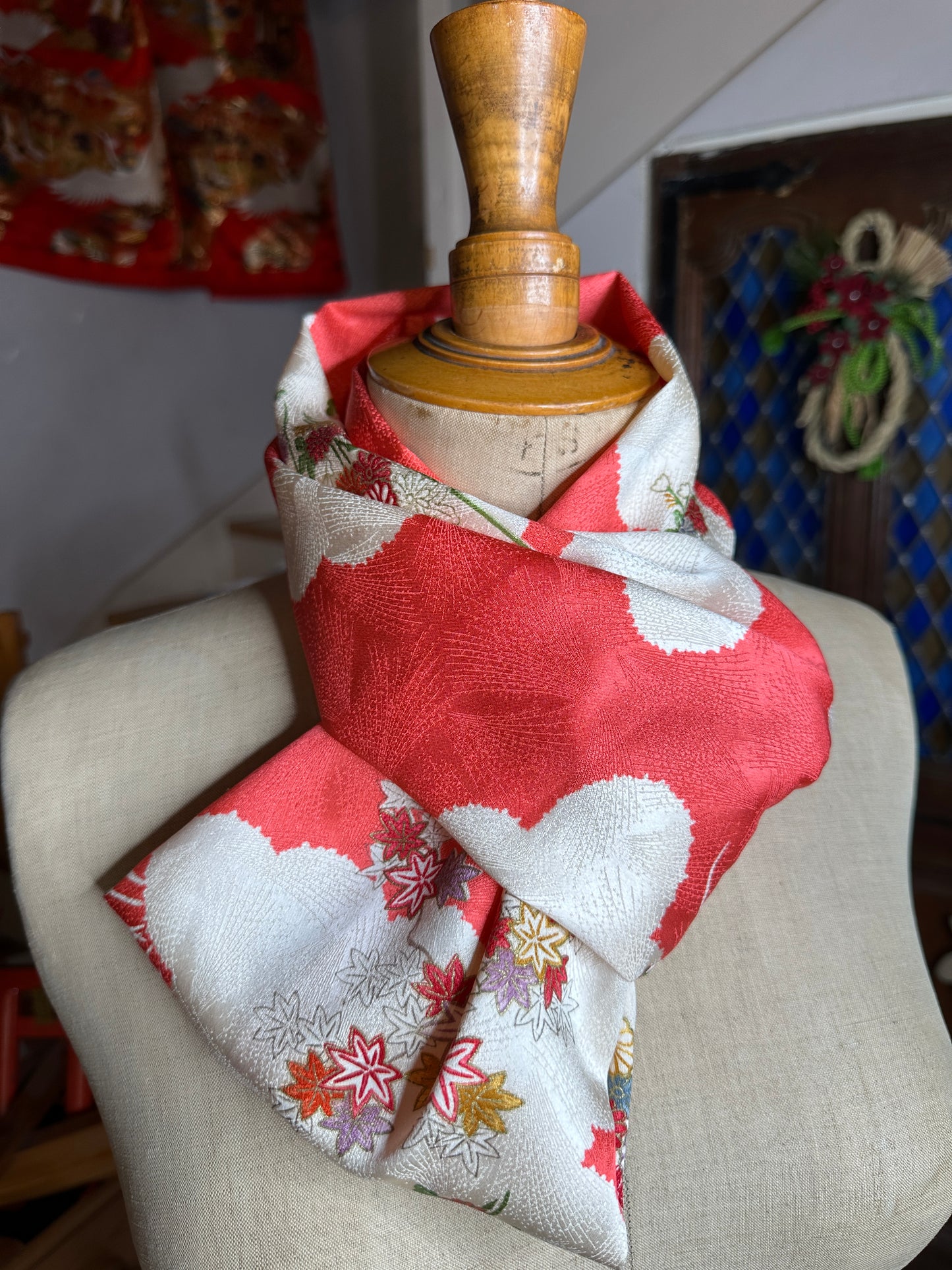 Tour de cou snood kimono japonais en soie