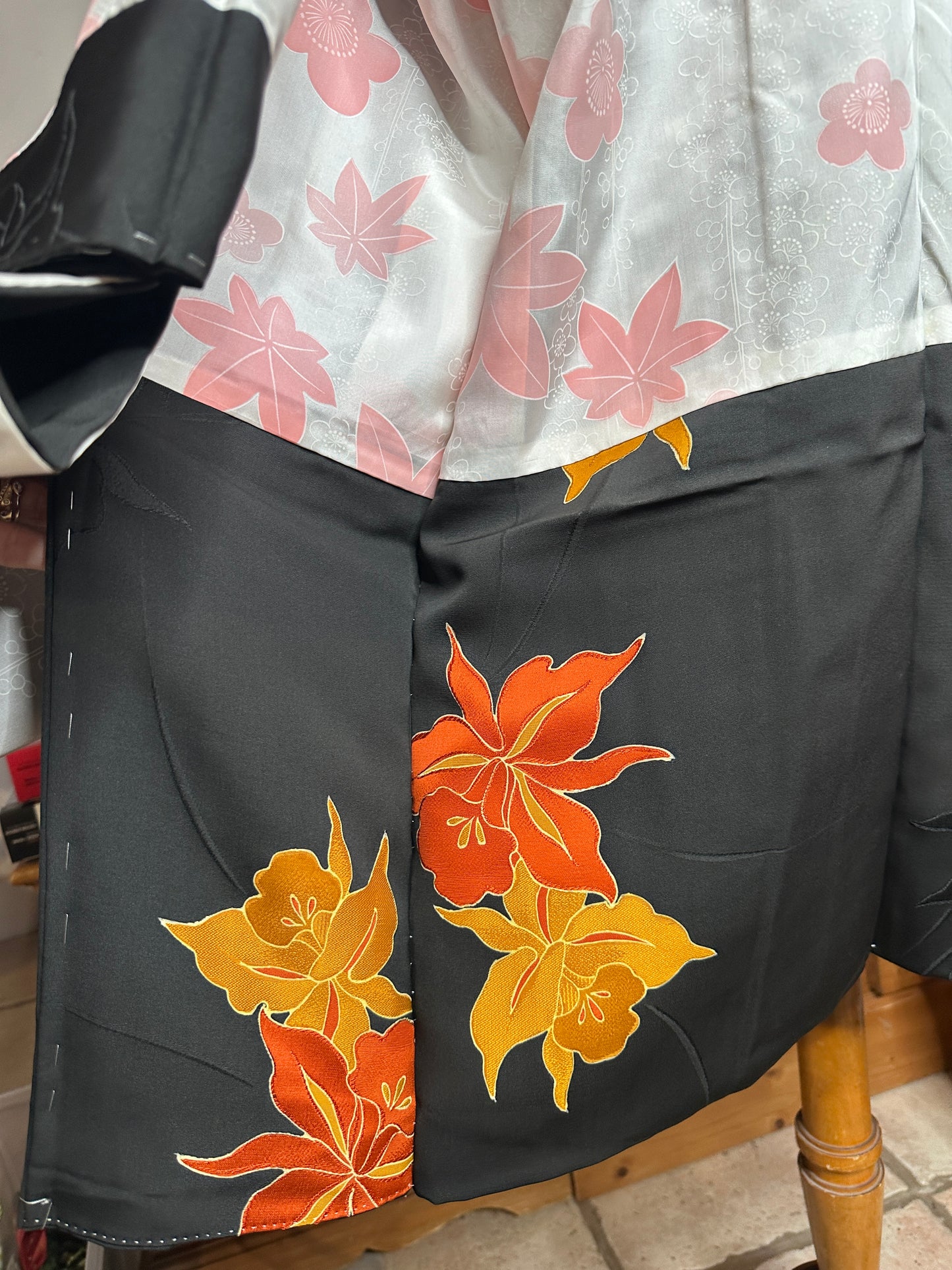 Naga Haori veste pour kimono japonais mi long en soie Neuf