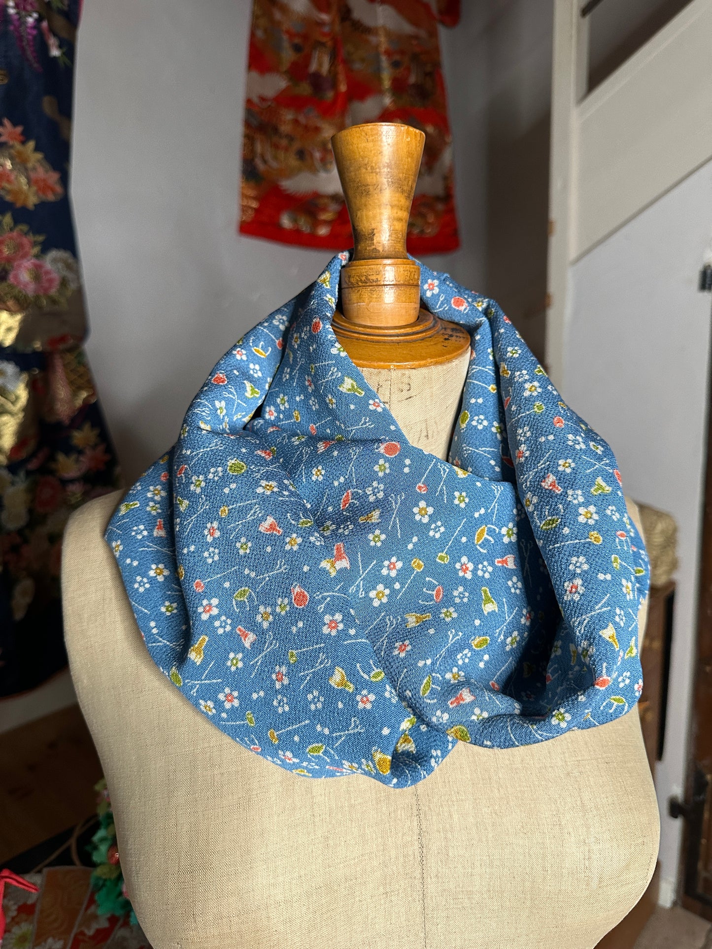 Tour de cou snood kimono Chirimen japonais