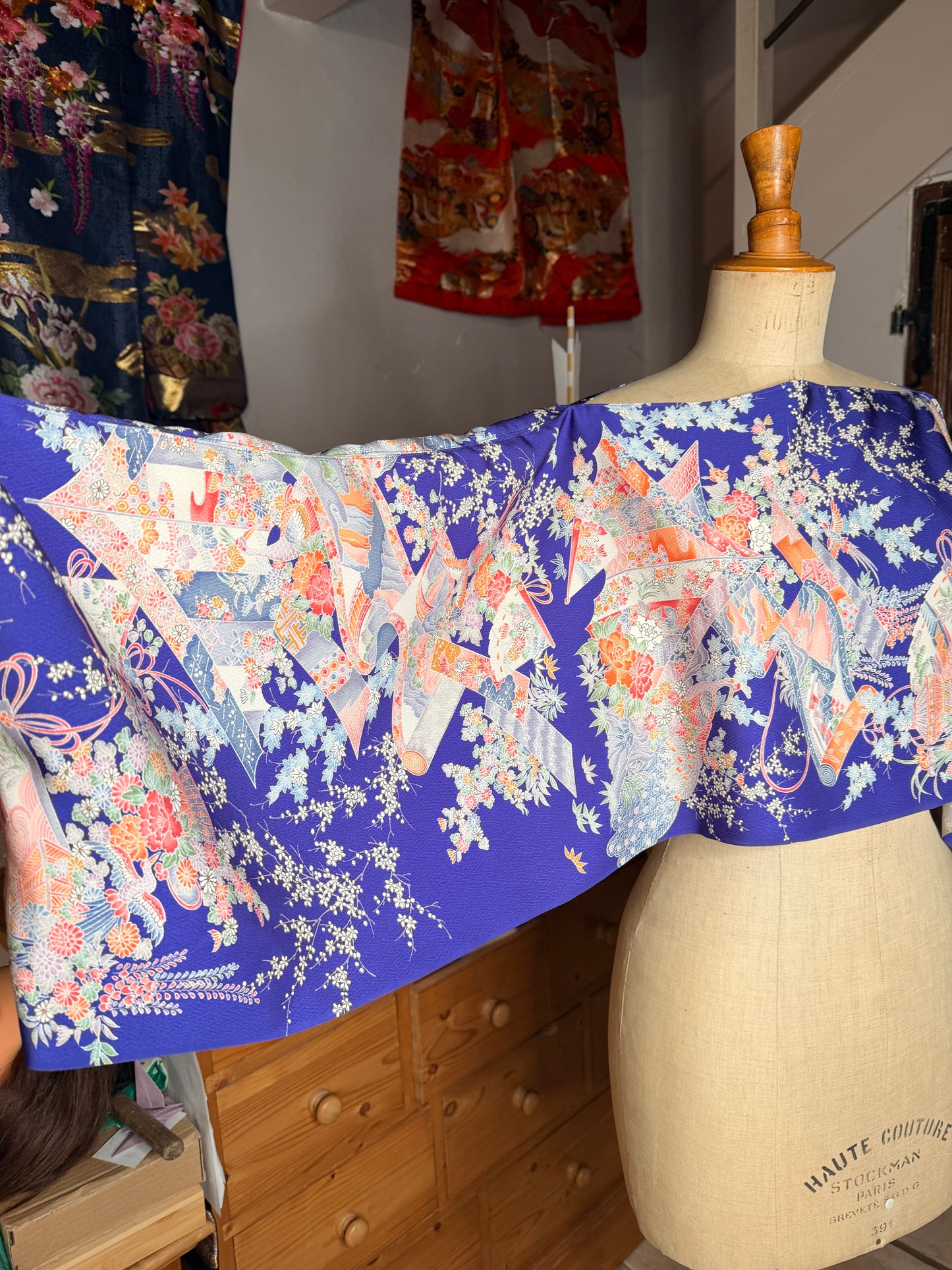 Top court tunique blouse manches longues kimono japonais en soie