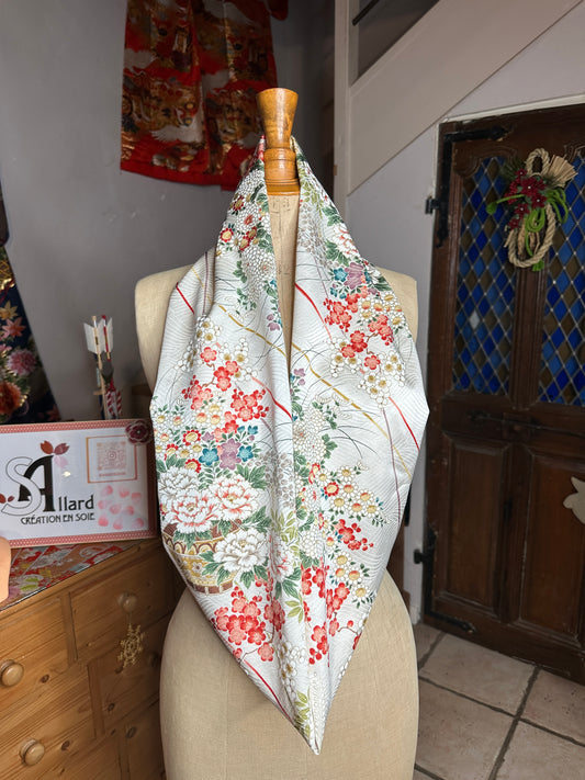 Snood tour de cou foulard kimono japonais en soie