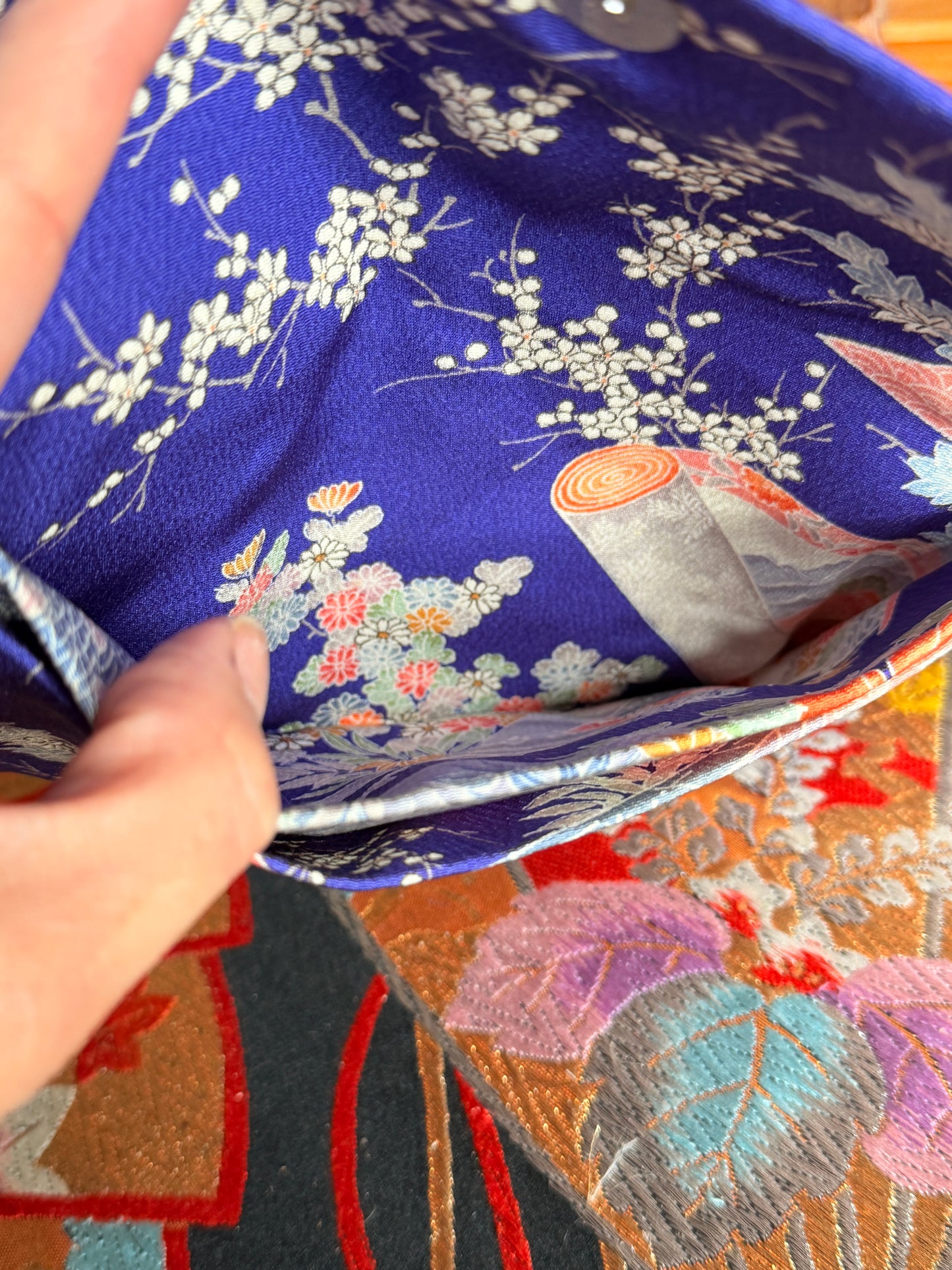 Pochette chéquier kimono japonais en soie