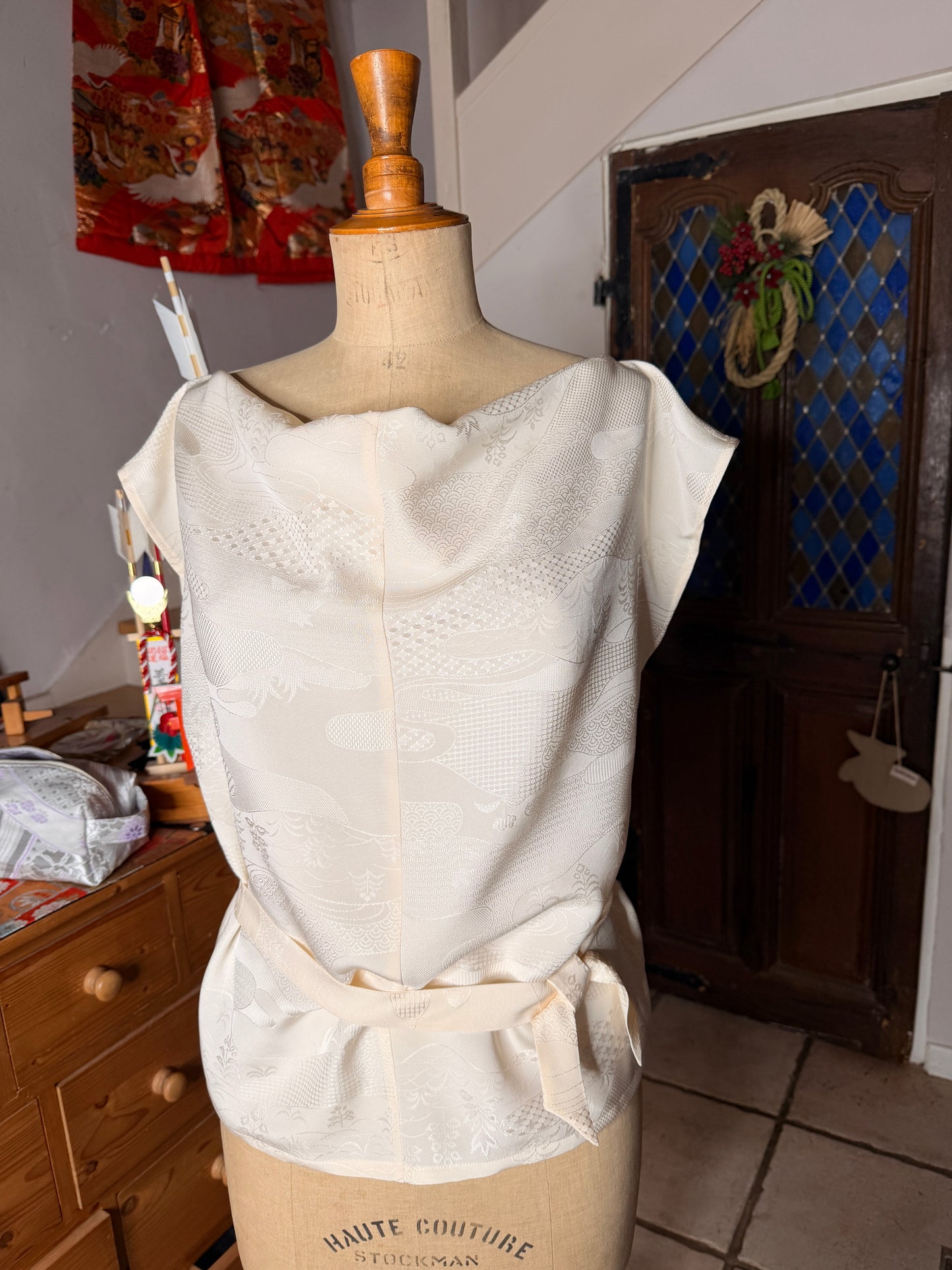Top tunique kimono japonais en soie Neuf