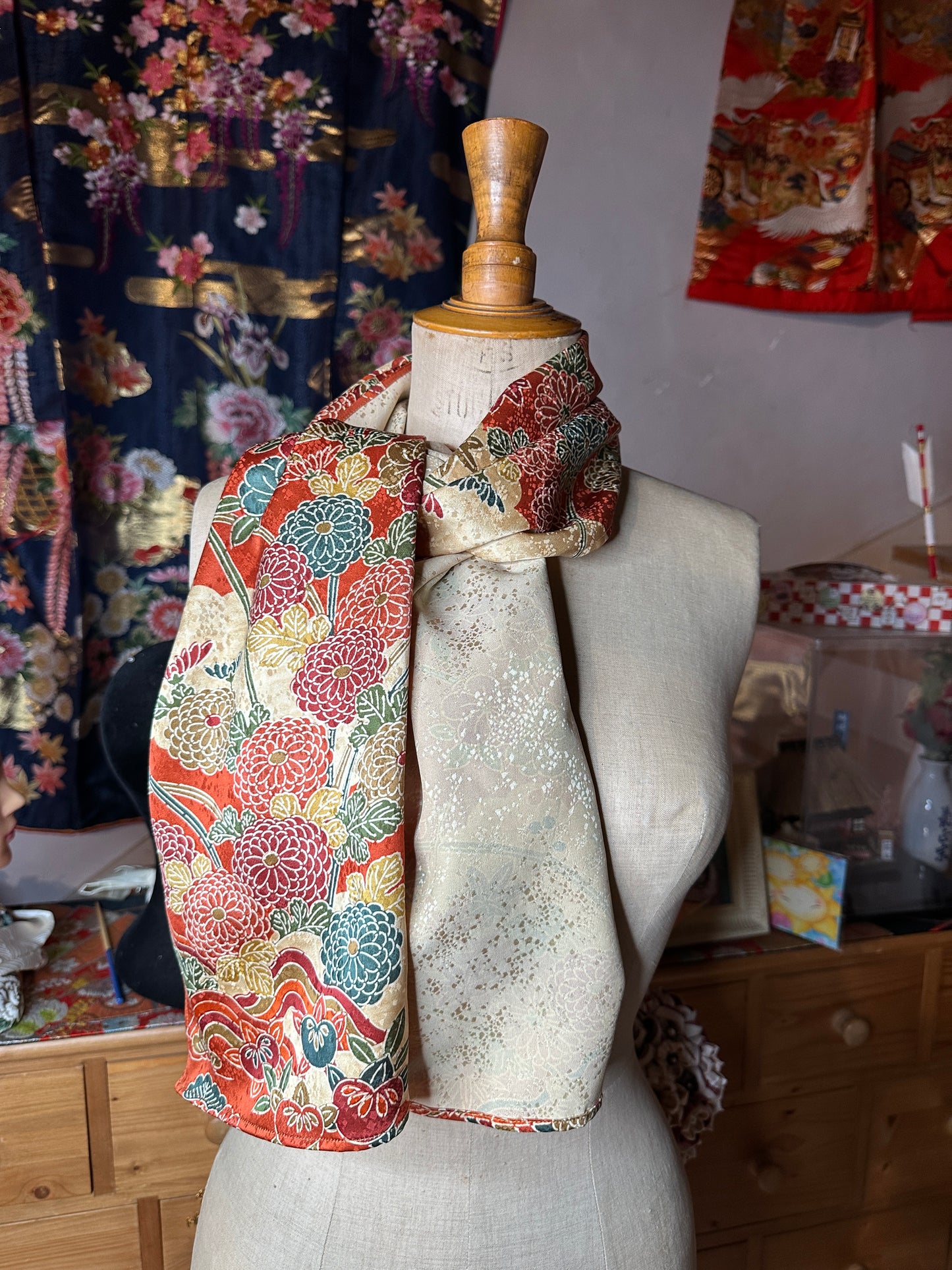 Foulard en soie kimono japonais