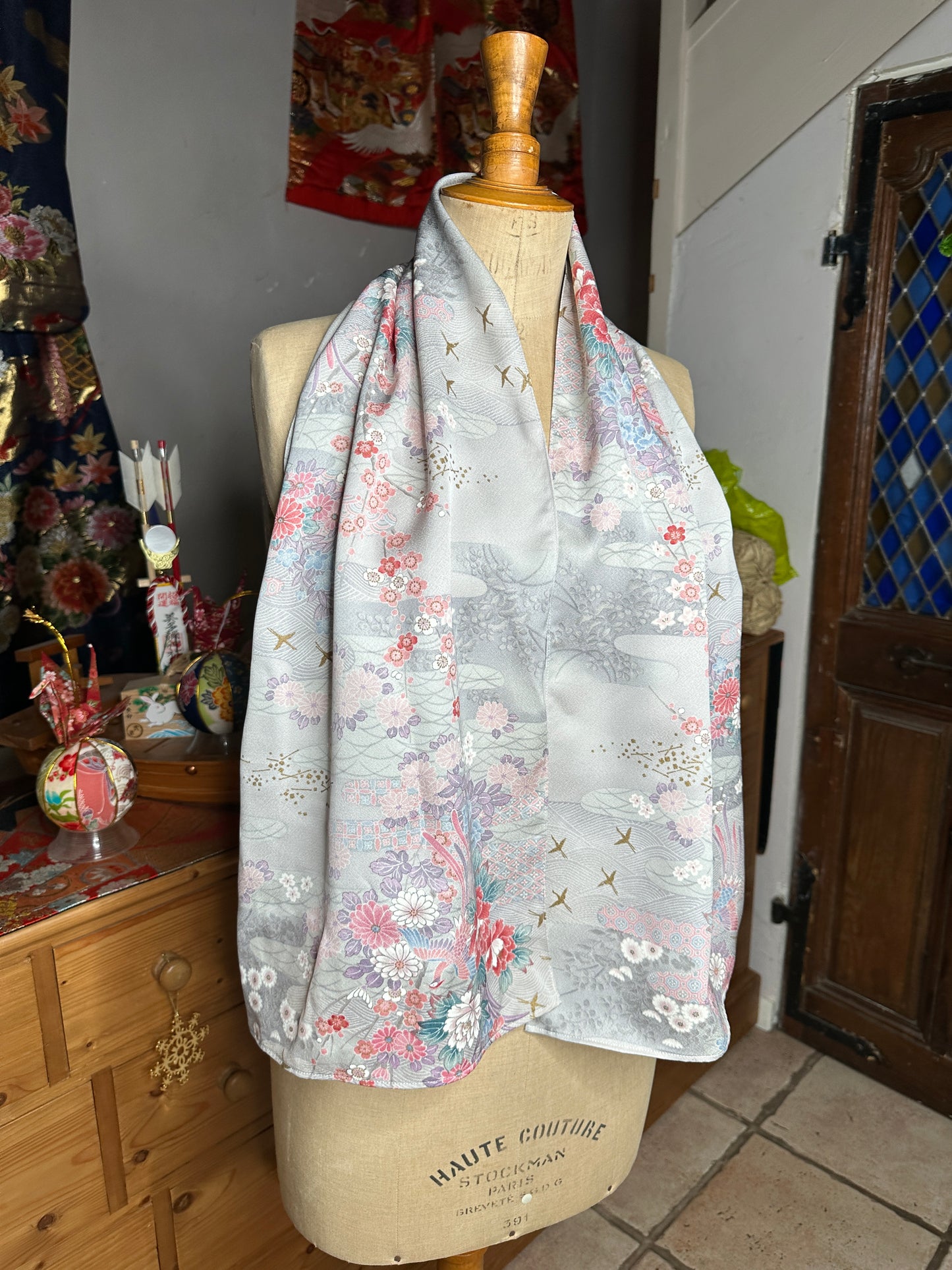 Foulard en soie kimono japonais Neuf