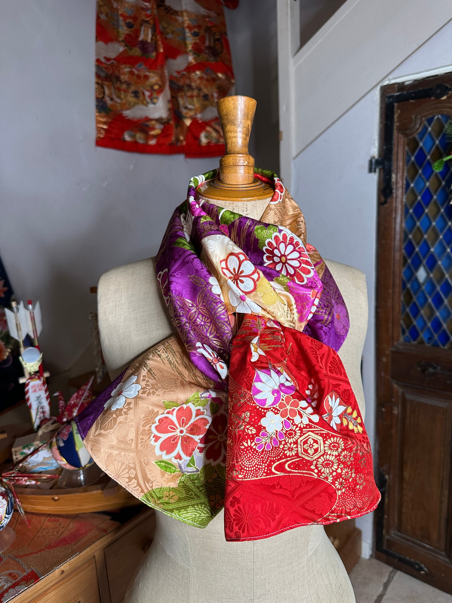 Foulard furisode kimono japonais en soie Neuf