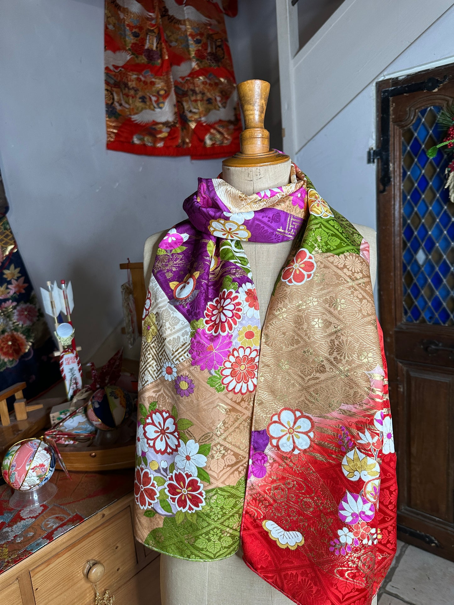 Foulard furisode kimono japonais en soie Neuf
