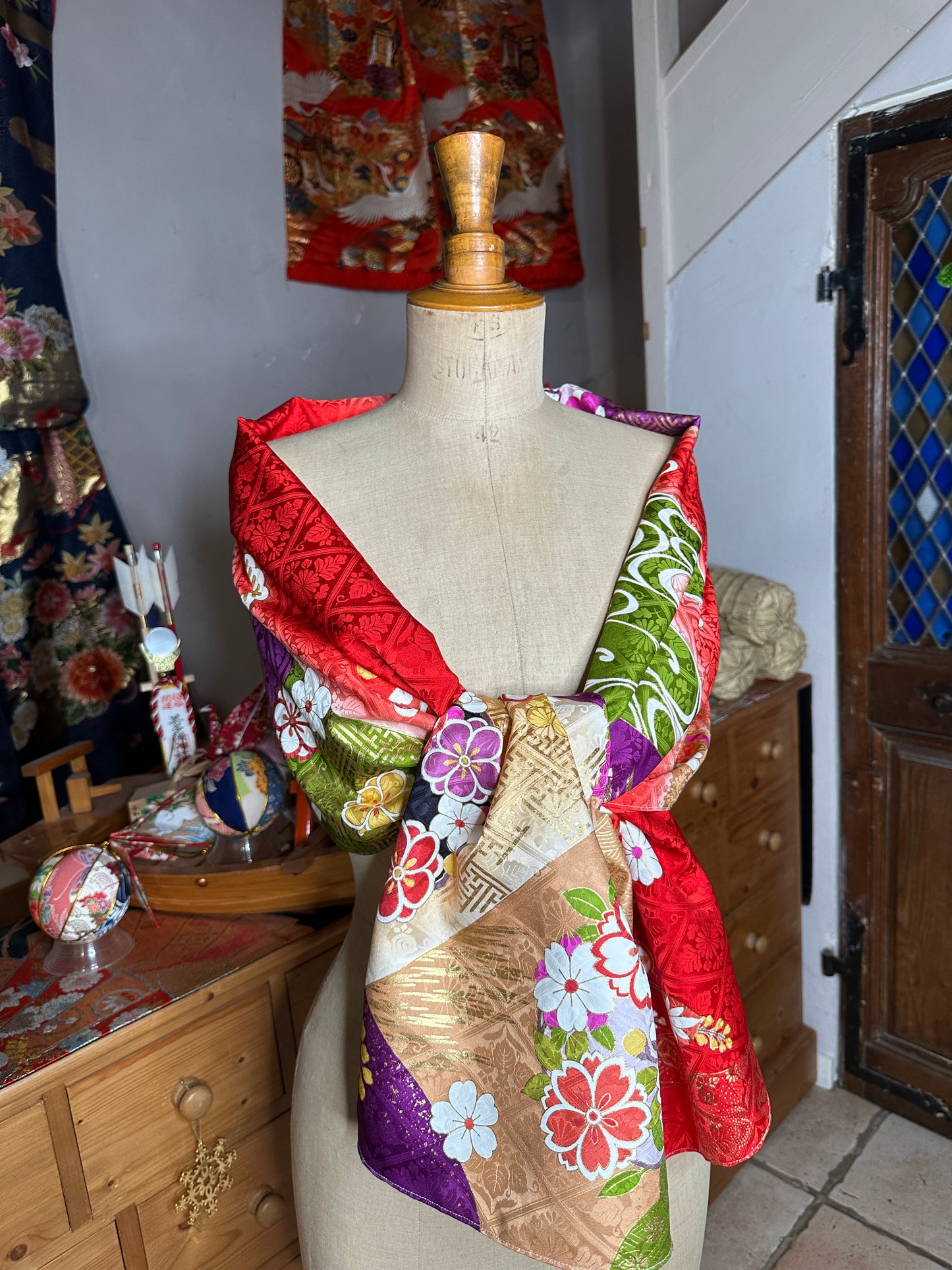 Foulard furisode kimono japonais en soie Neuf
