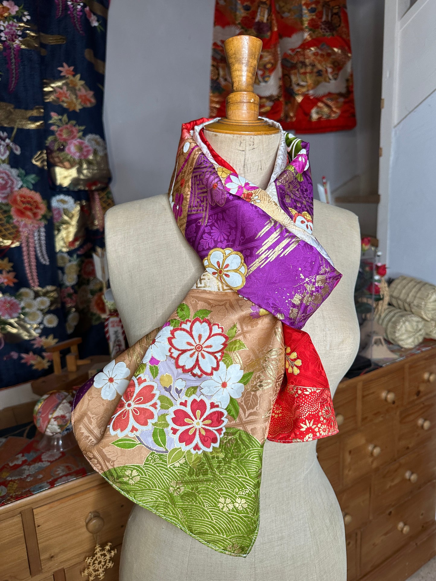 Foulard furisode kimono japonais en soie Neuf
