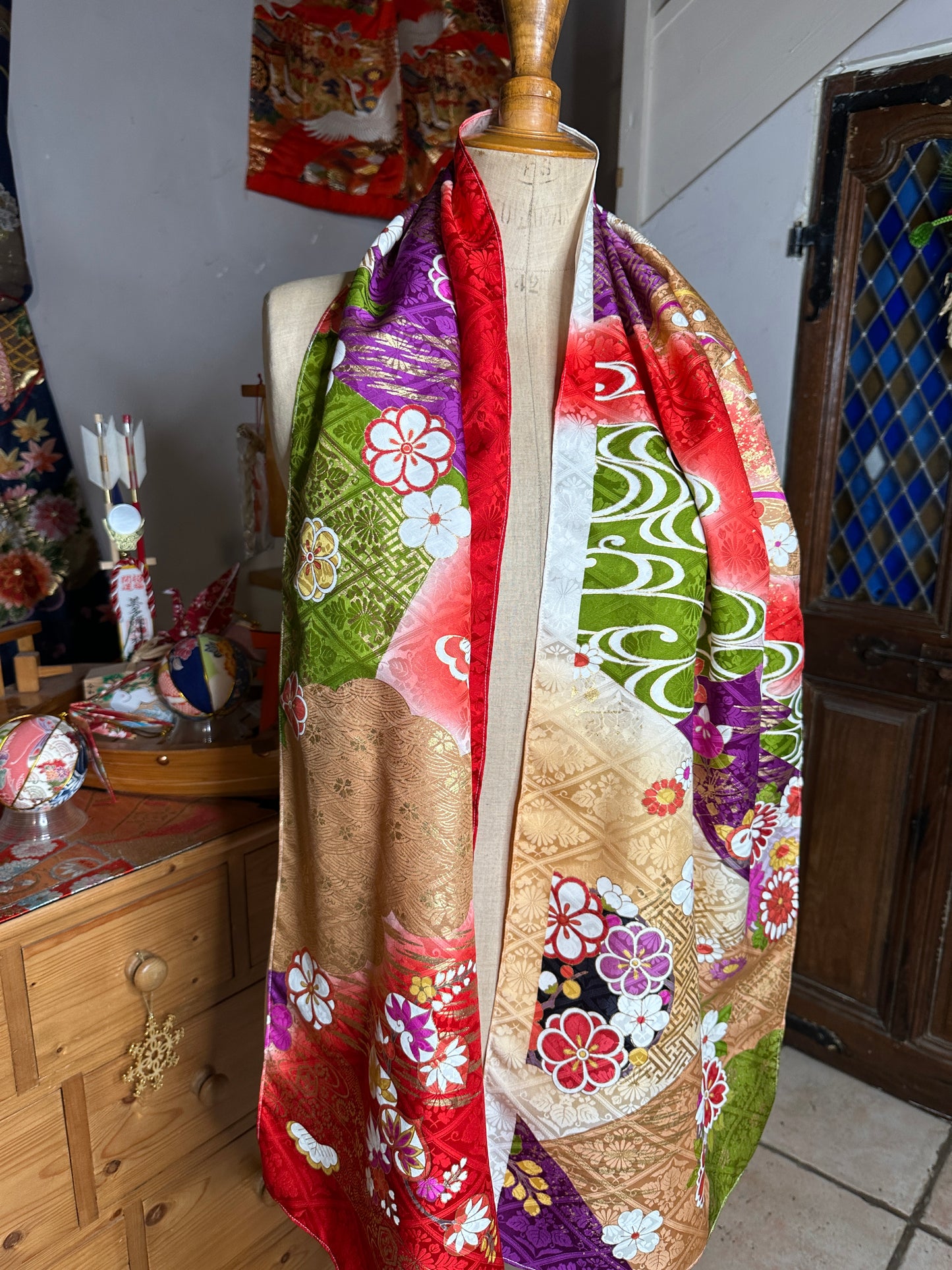 Foulard furisode kimono japonais en soie Neuf